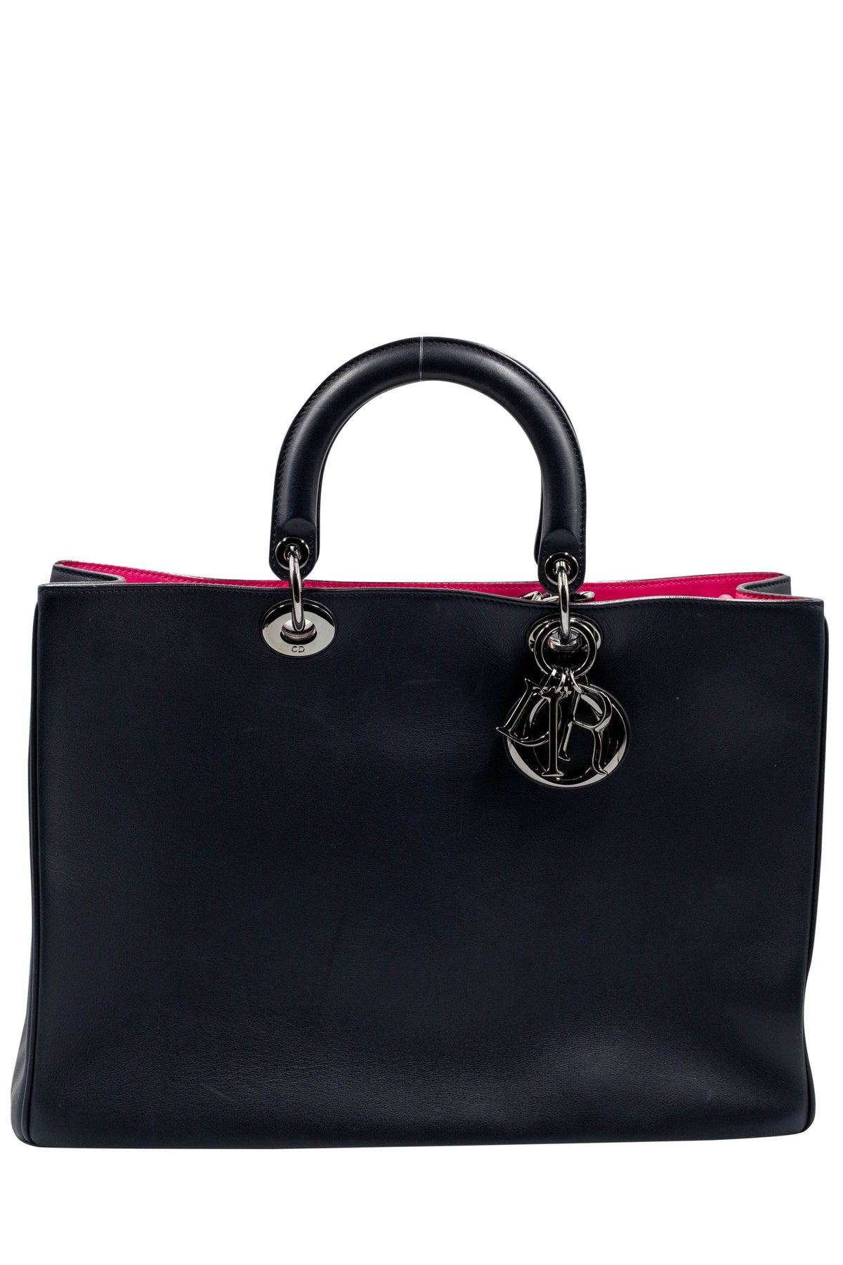 Christian Dior Navy and Pink Lady Dior Leather Tote