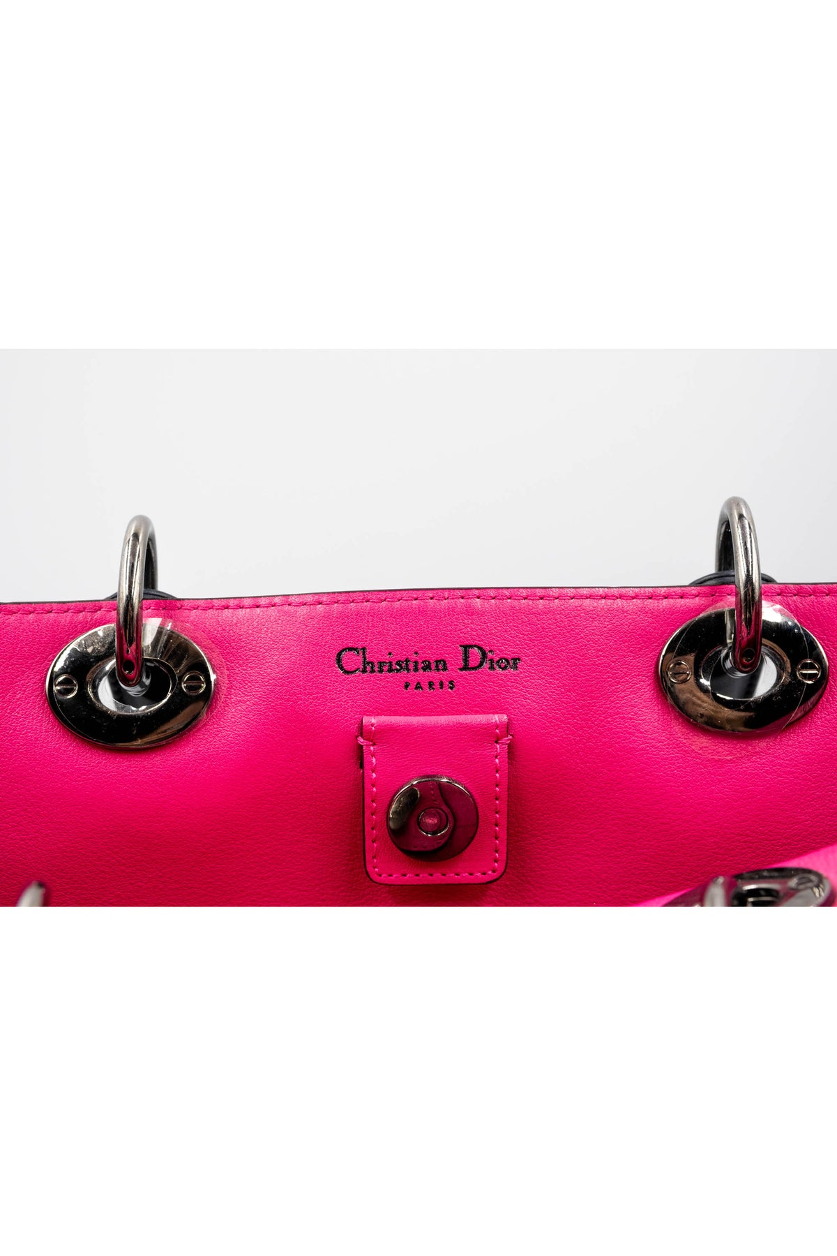 Christian Dior Navy and Pink Lady Dior Leather Tote