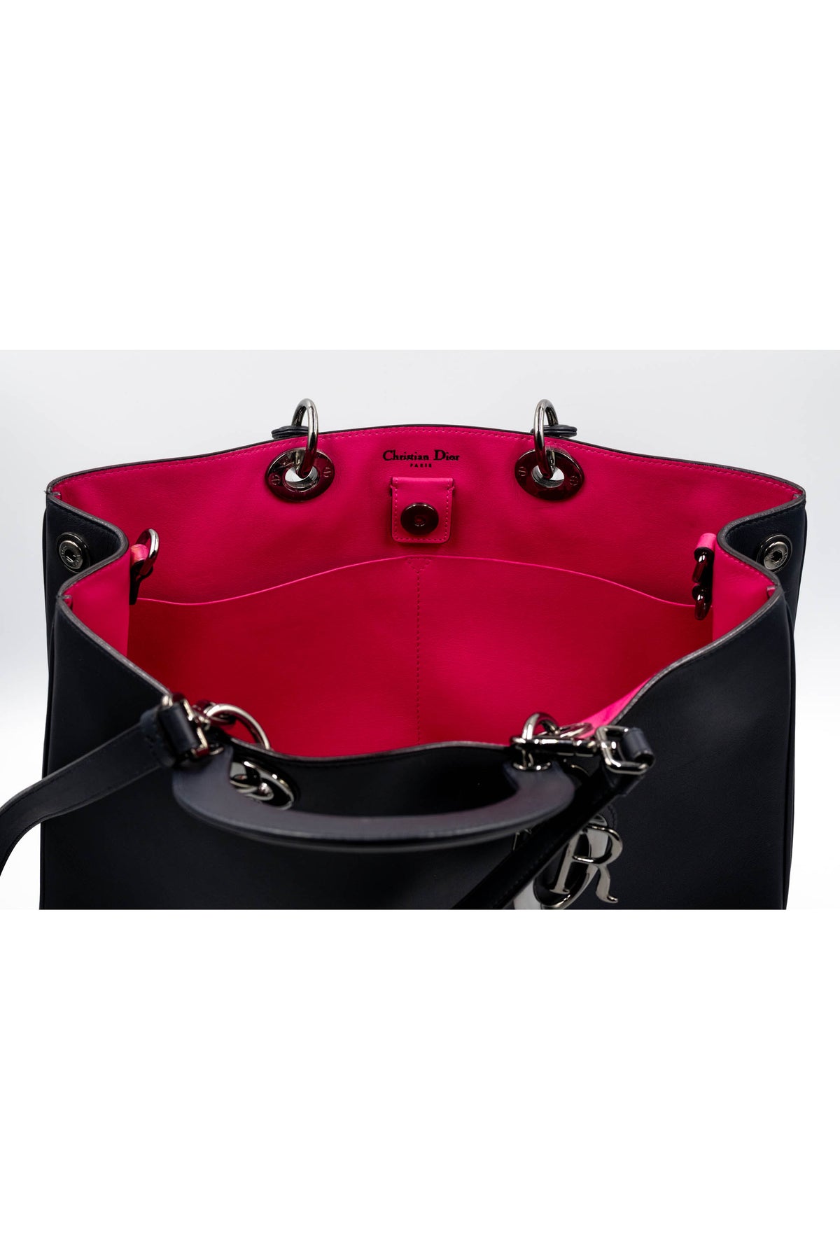 Christian Dior Navy and Pink Lady Dior Leather Tote