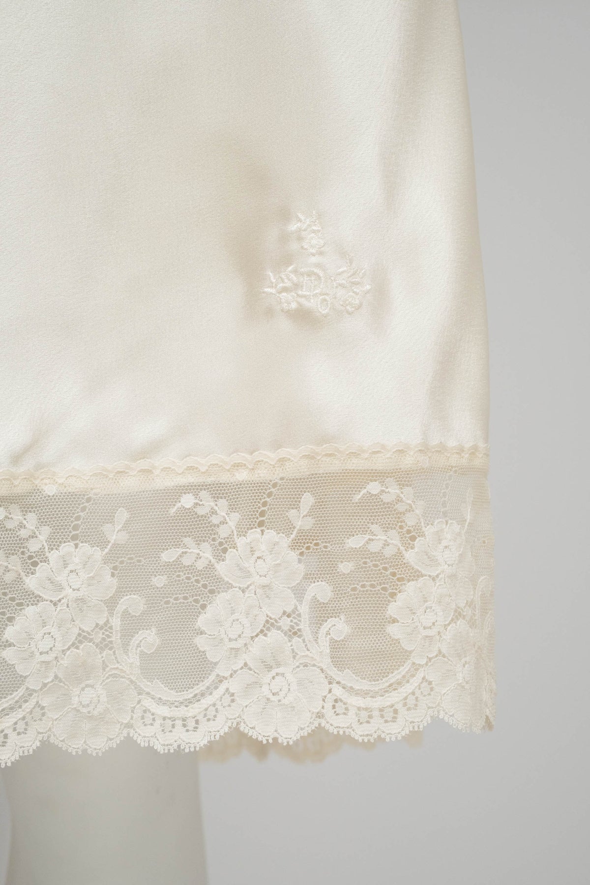 Christian Dior Vintage Light Pink Lace Trim Bias Slip Dress