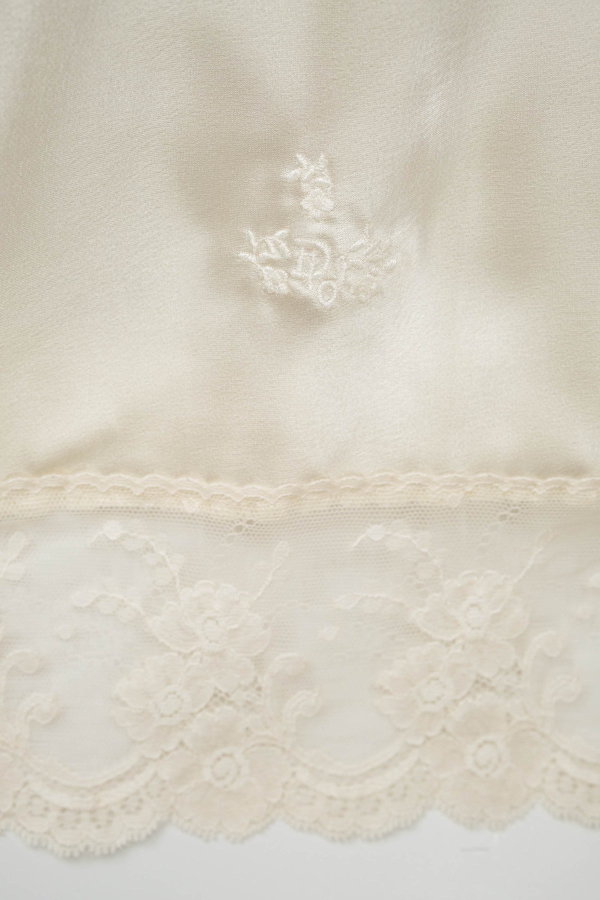 Christian Dior Vintage Light Pink Lace Trim Bias Slip Dress