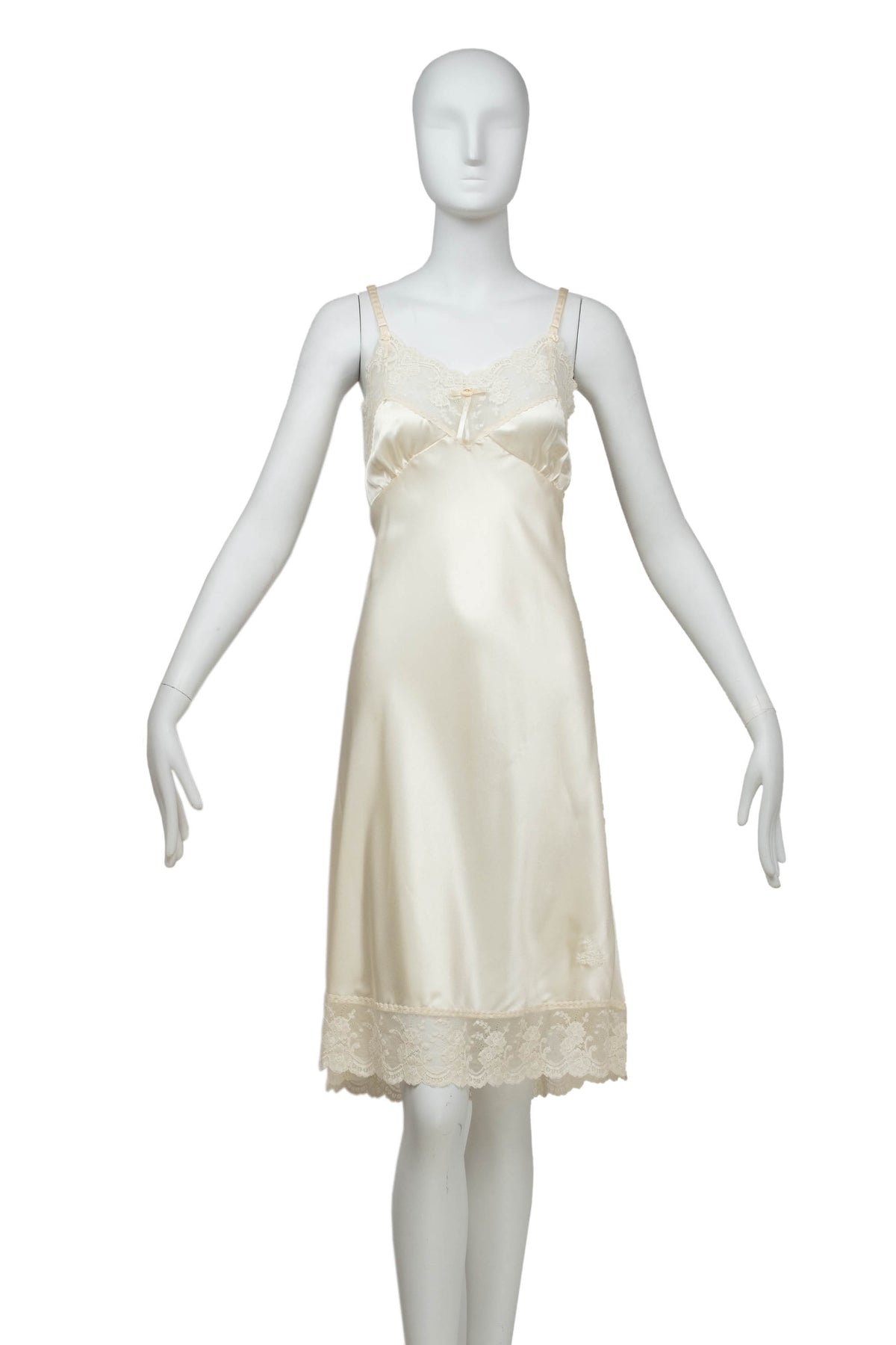 Christian Dior Vintage Light Pink Lace Trim Bias Slip Dress