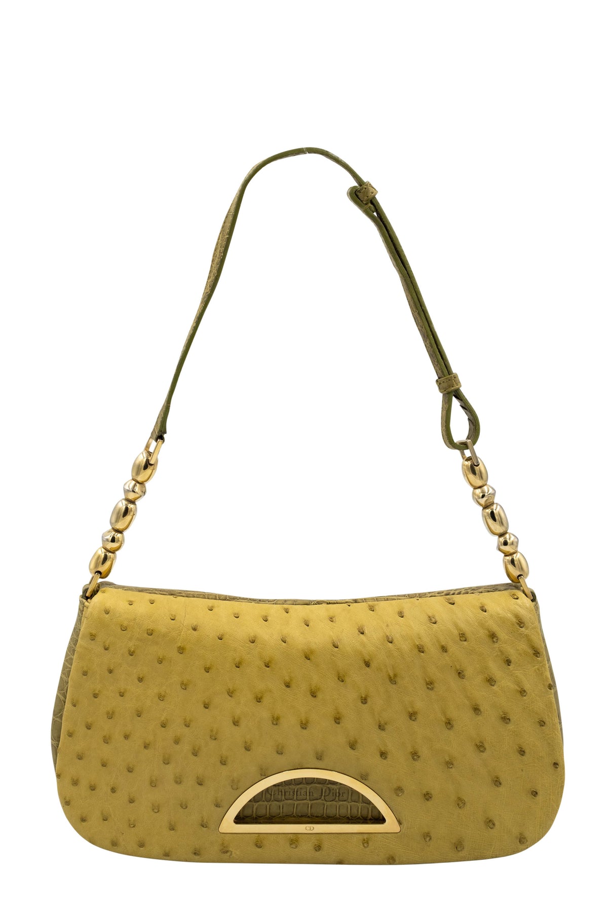 Christian Dior Galliano Olive Alligator Ostrich Malice Pochette Purse Y2K