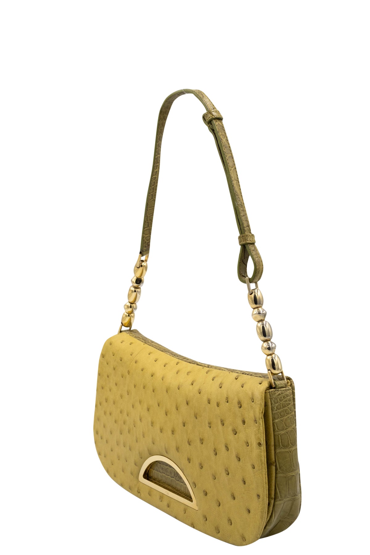 Christian Dior Galliano Olive Alligator Ostrich Malice Pochette Purse Y2K