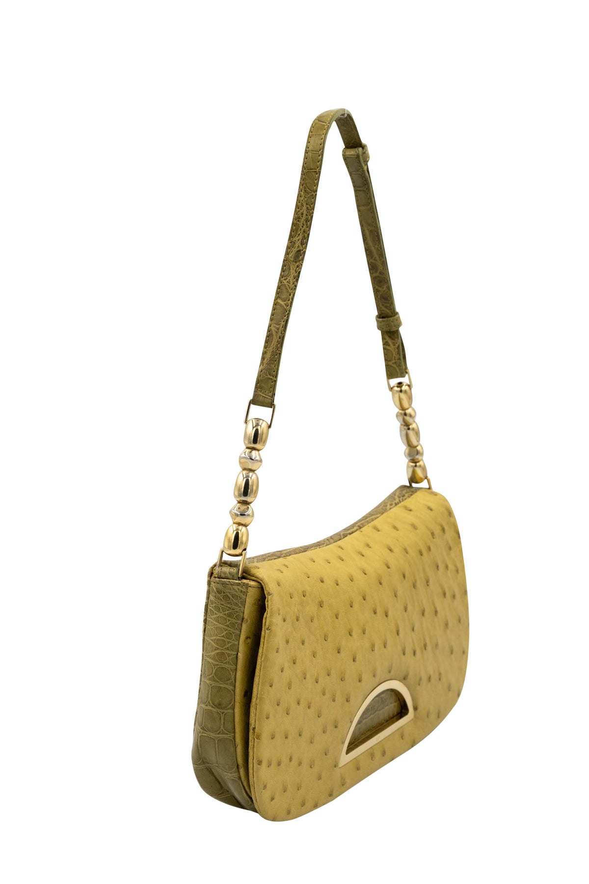 Christian Dior Galliano Olive Alligator Ostrich Malice Pochette Purse Y2K