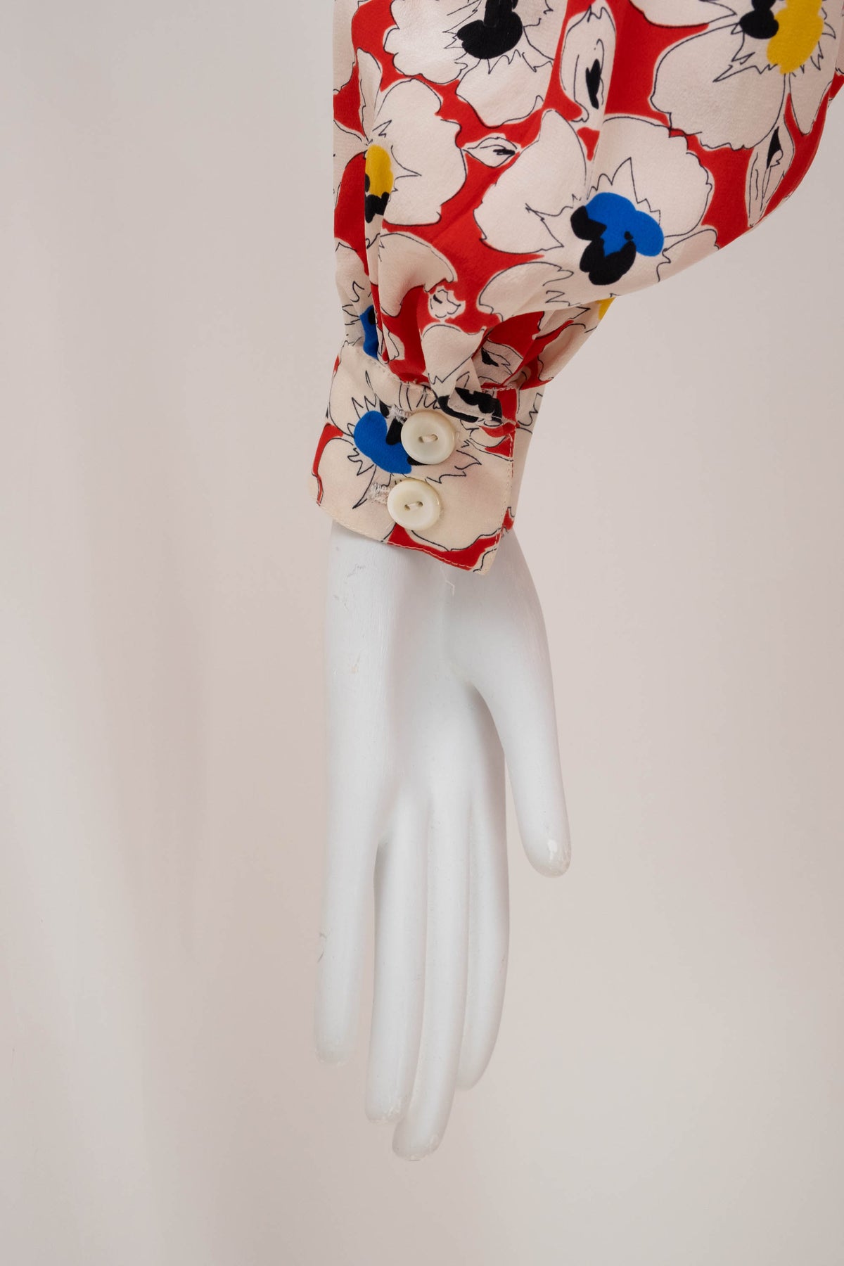 Christian Dior Coordonnes White Poppy Print Drop Waist Dress 1980's Size 40/8