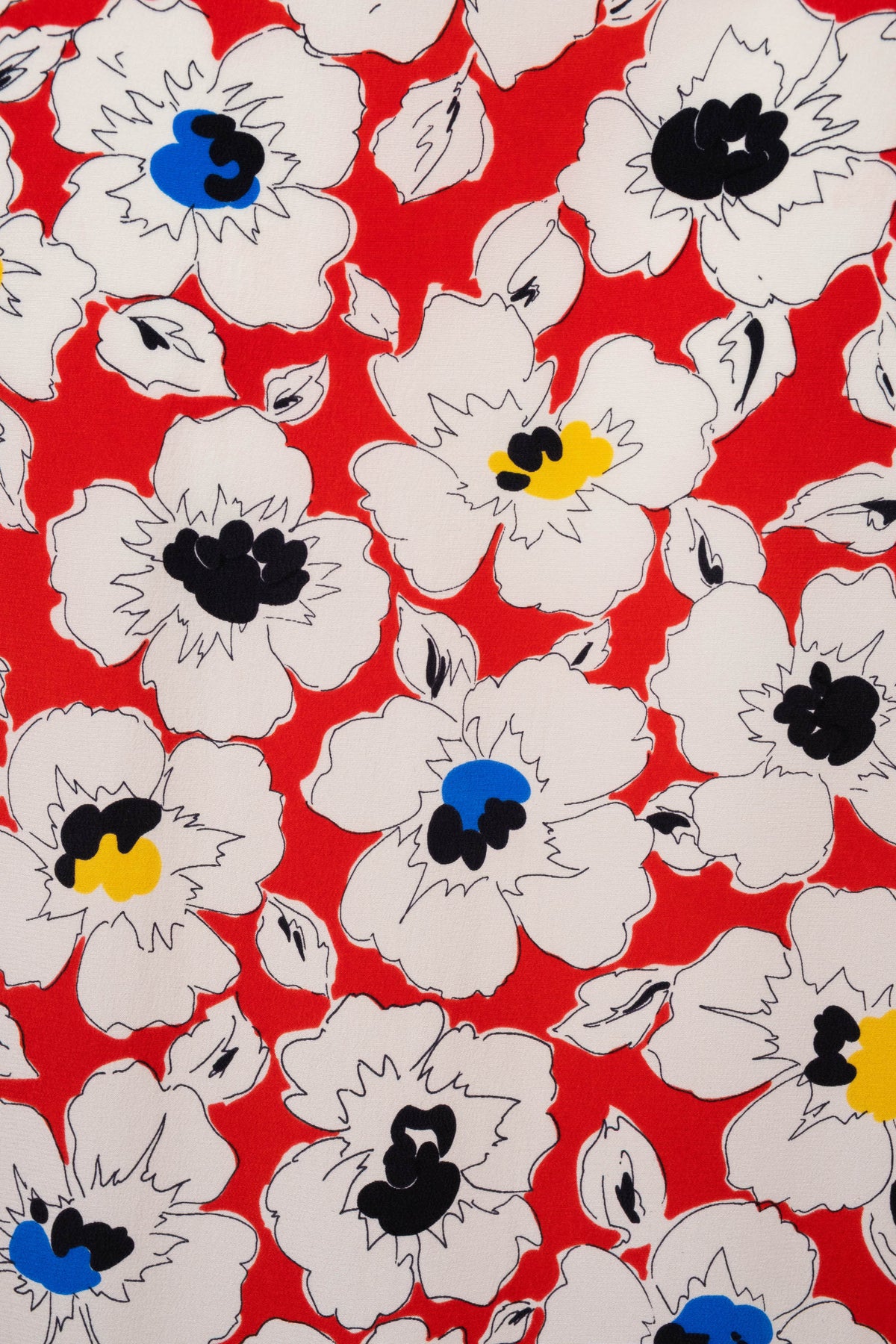 Christian Dior Coordonnes White Poppy Print Drop Waist Dress 1980's Size 40/8