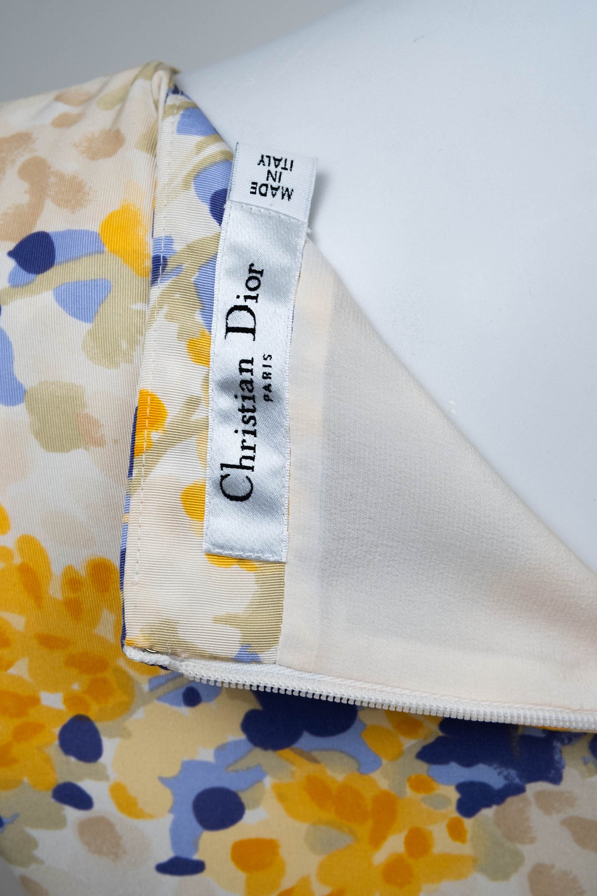 Christian Dior Yellow and Purple Floral Belted Sleeveless Dress 2008&nbsp; Size 6&nbsp;