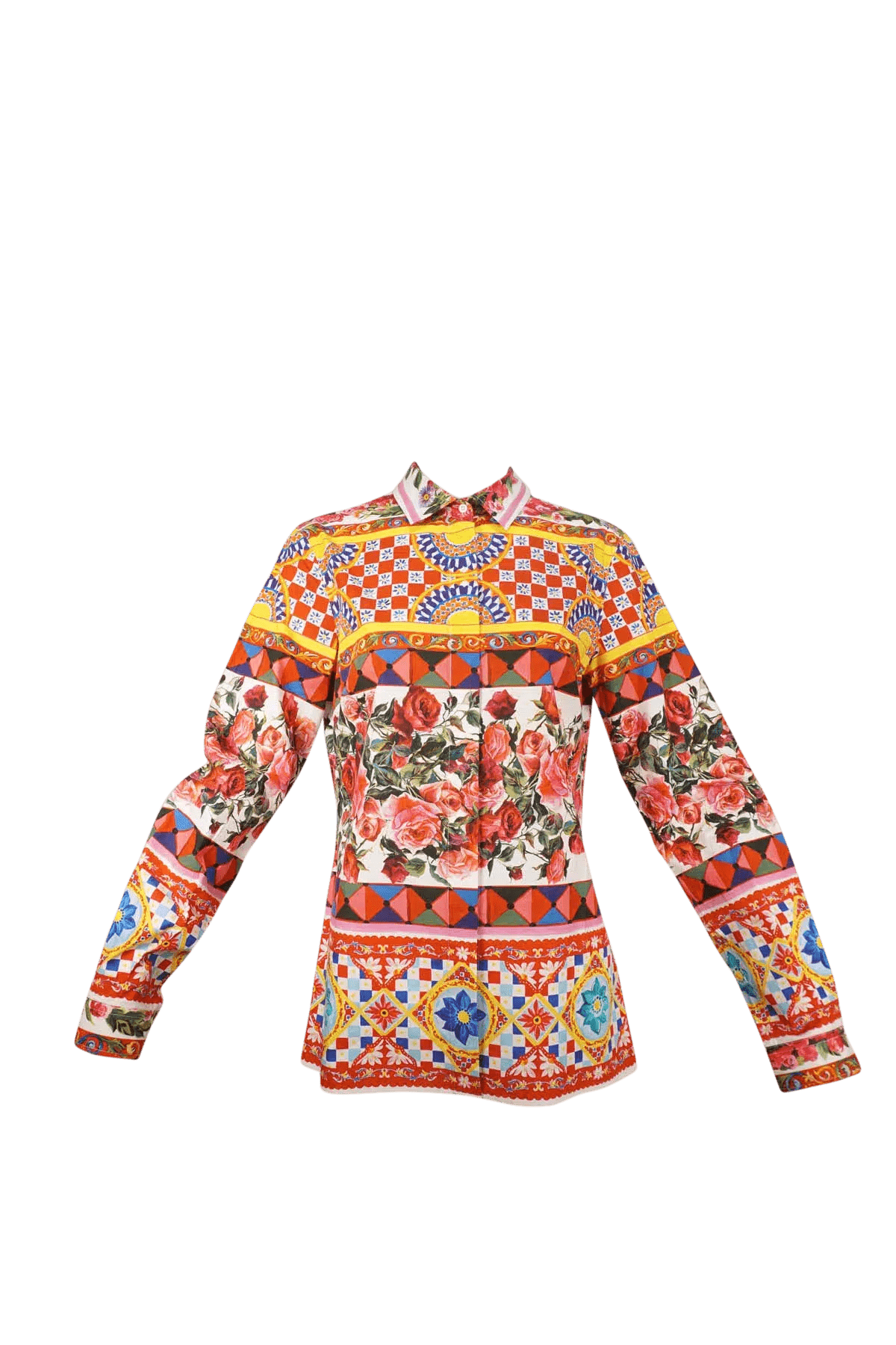Dolce & Gabbana Multi-Color Italy Mixed Print Blouse Shirt - Foxy Couture Carmel