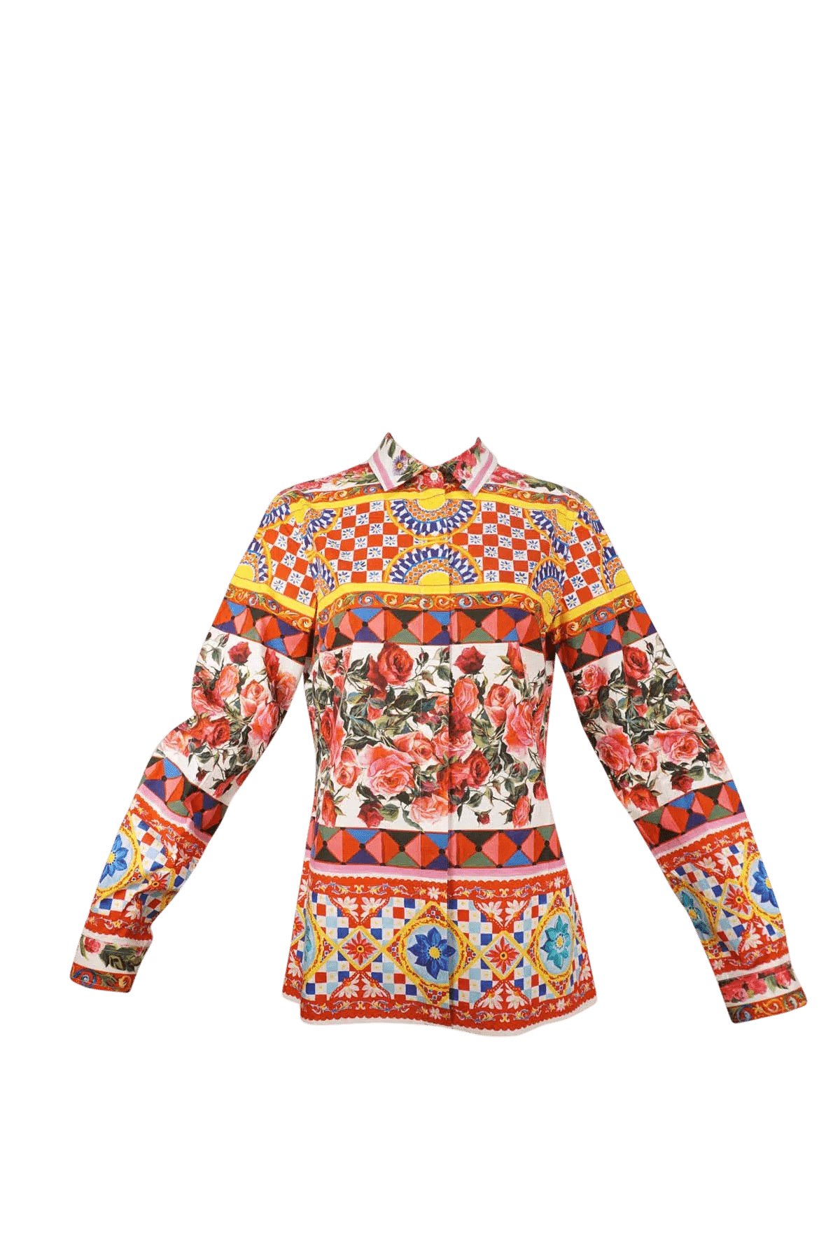 Dolce &amp; Gabbana Multi-Color Italy Mixed Print Blouse Shirt