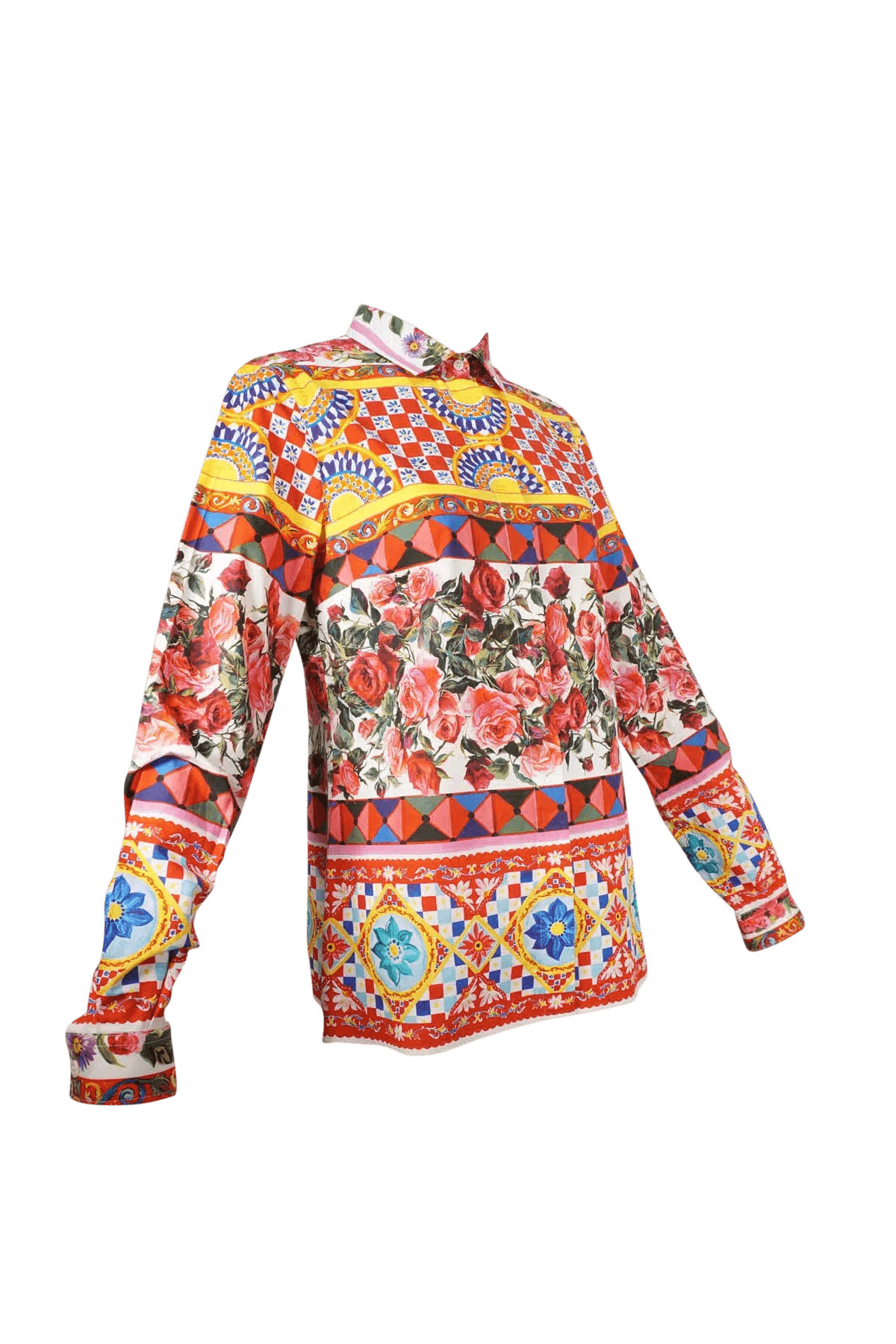 Dolce & Gabbana Multi-Color Italy Mixed Print Blouse Shirt