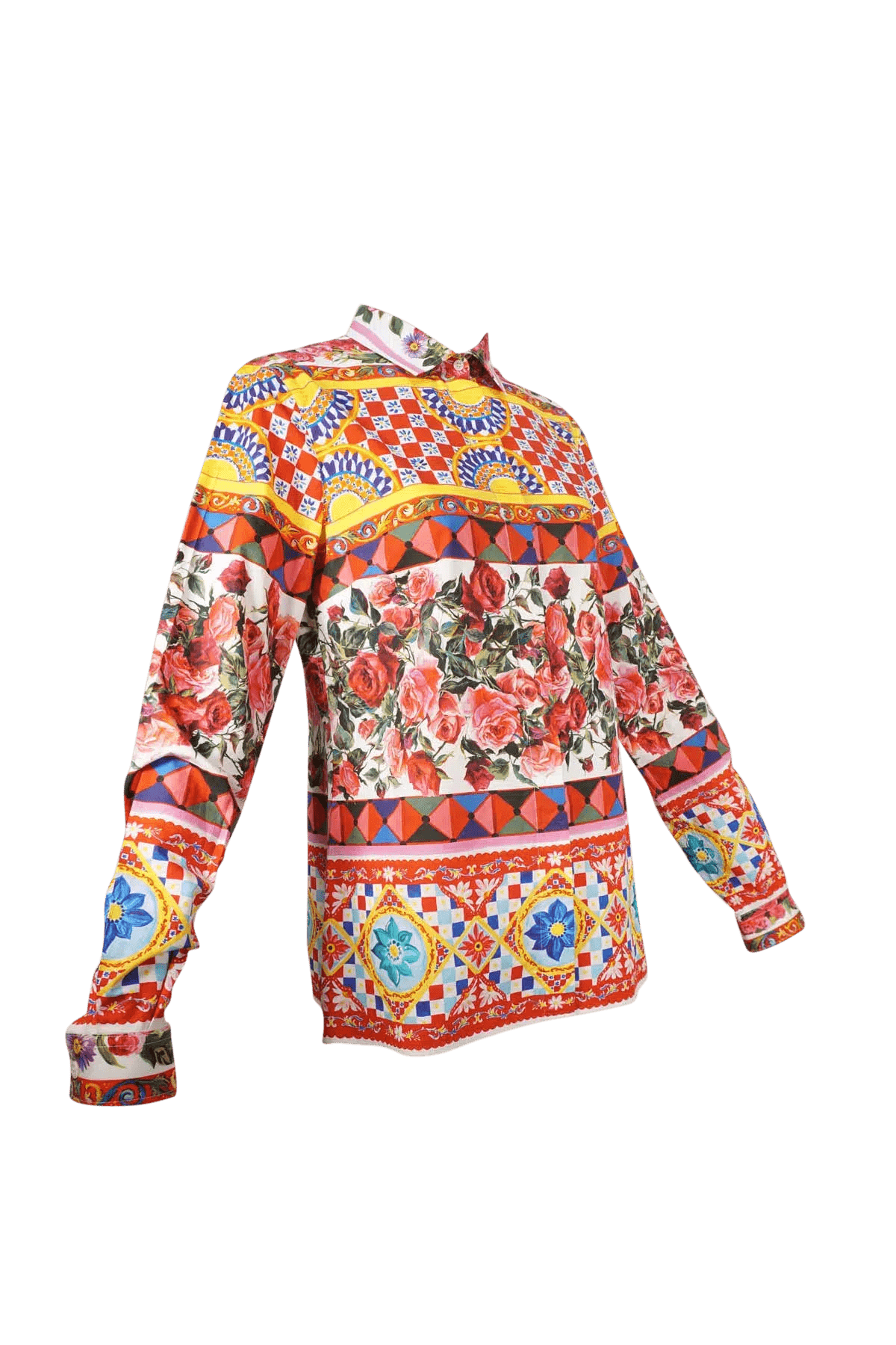 Dolce &amp; Gabbana Multi-Color Italy Mixed Print Blouse Shirt