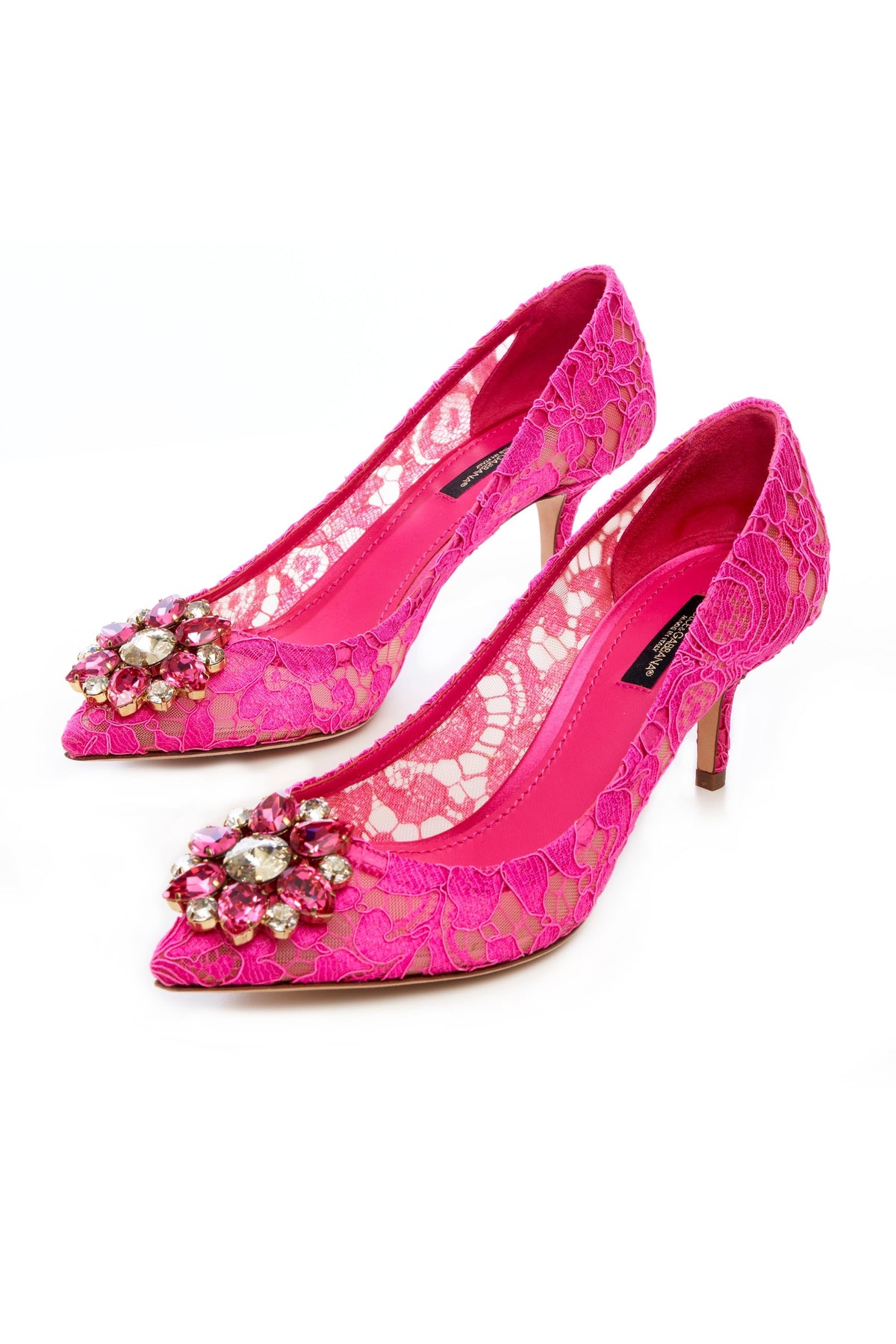 Dolce &amp; Gabbana Pink Lace Pumps 38.5