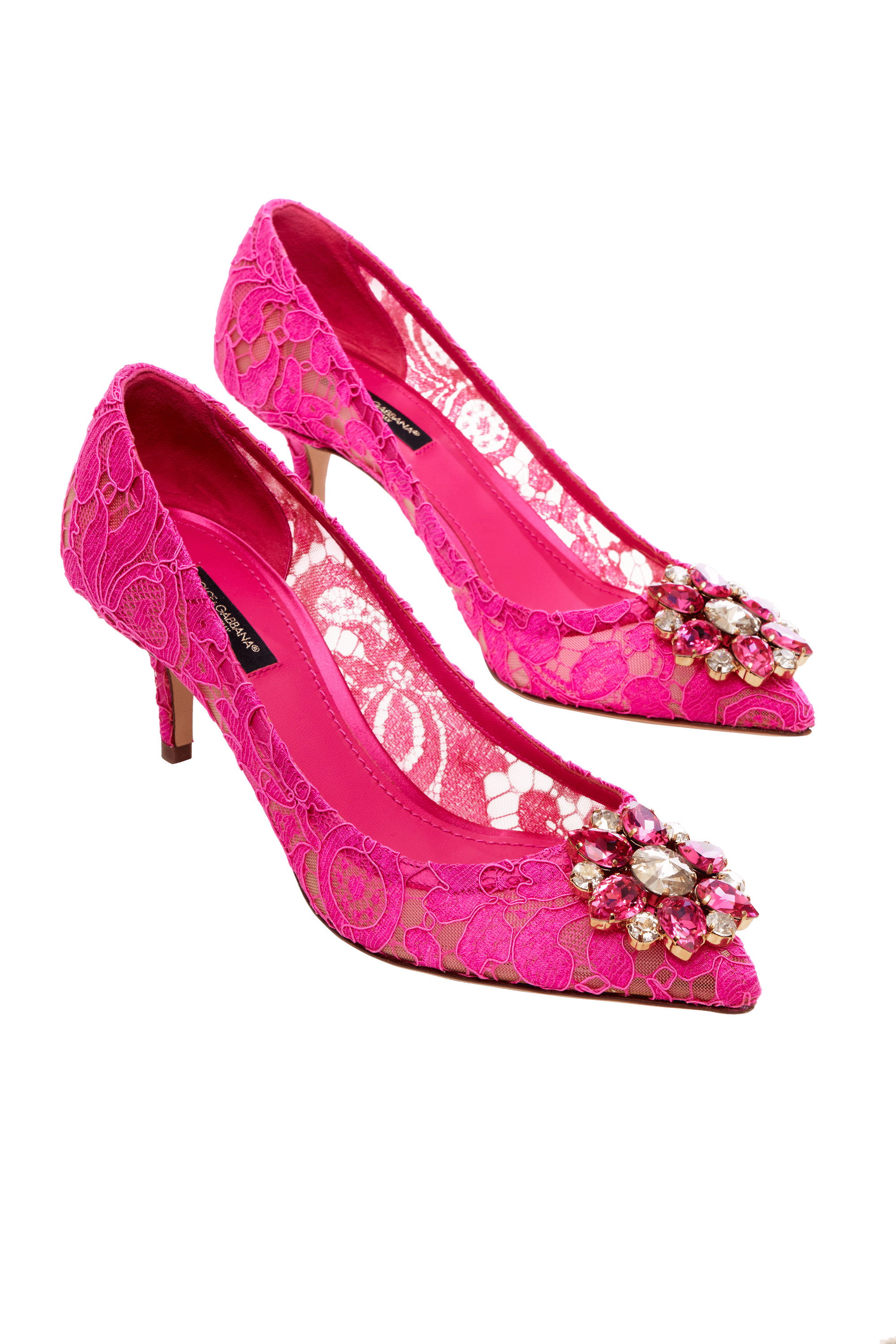 Dolce & Gabbana Pink Lace Pumps 38.5 - Foxy Couture Carmel