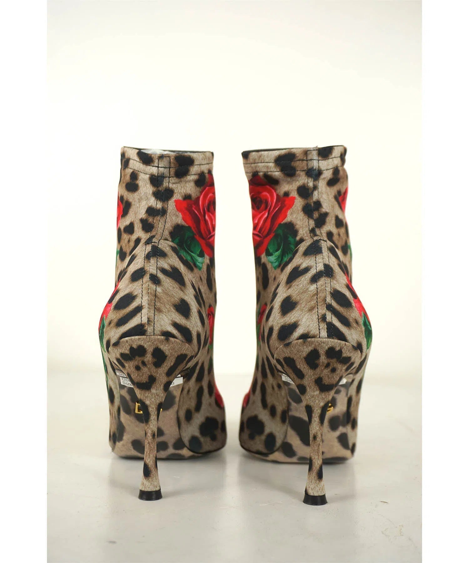 Dolce & Gabbana Roses on Animal Print Sock Boots - Foxy Couture Carmel