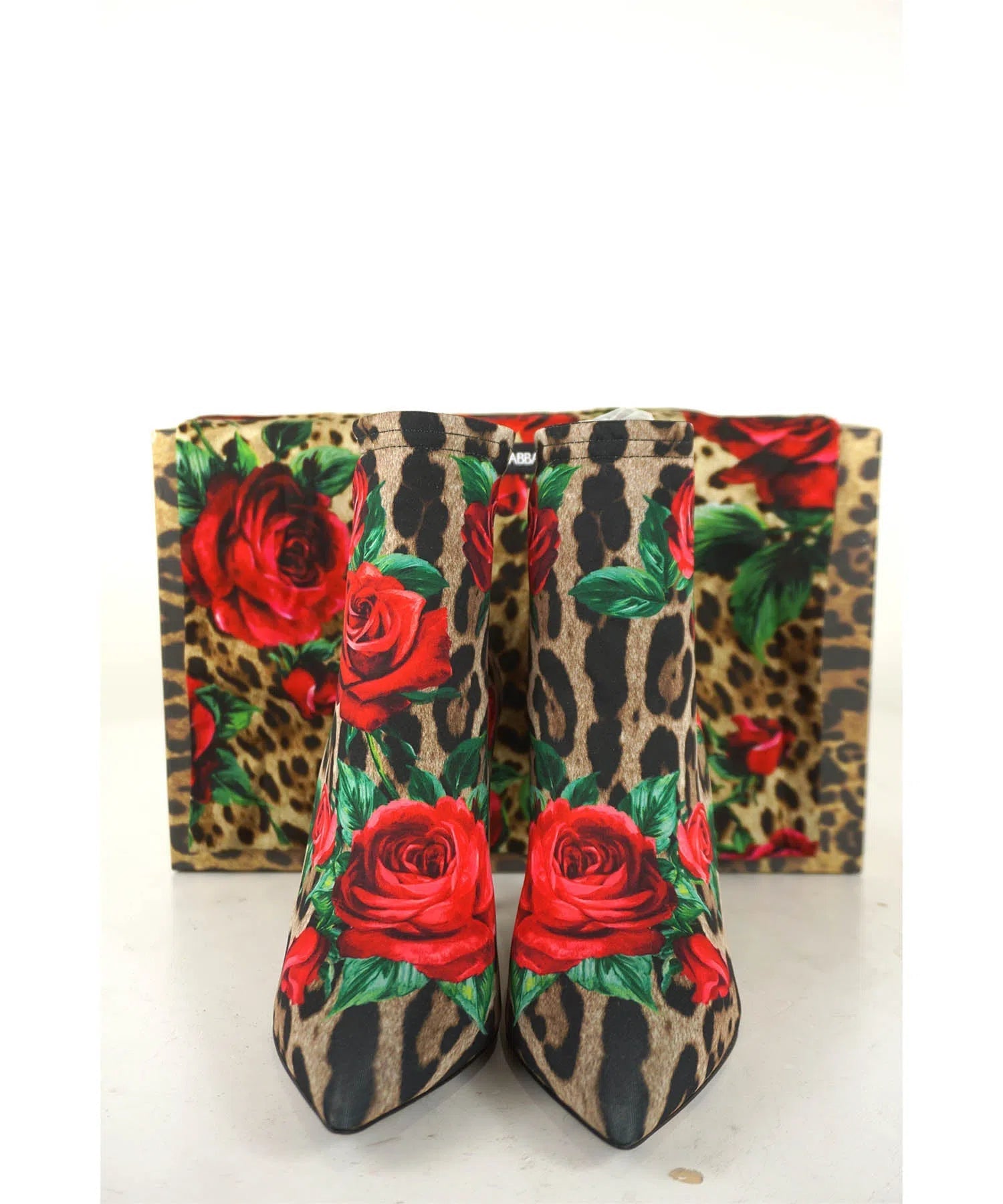 Dolce & Gabbana Roses on Animal Print Sock Boots - Foxy Couture Carmel