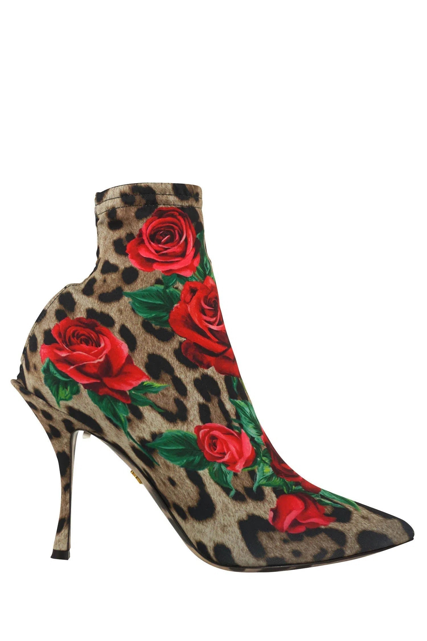 Dolce & Gabbana Roses on Animal Print Sock Boots