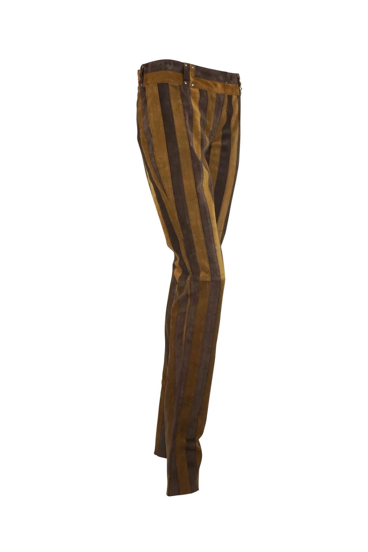 Dolce &amp; Gabbana Vintage Vertical Striped Suede Pants Y2K Early 2000&#39;s