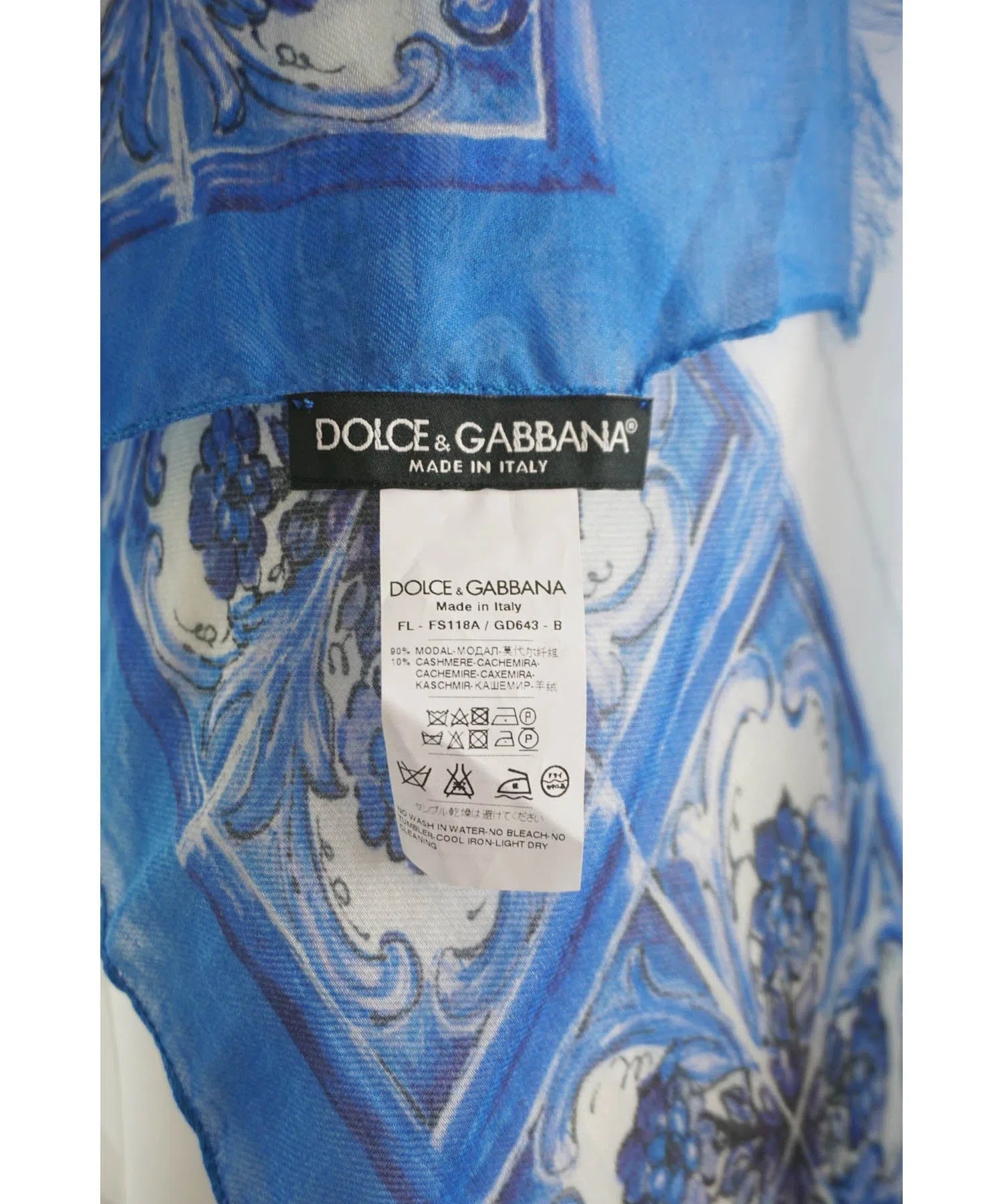 Dolce & Gabbana XXL Modal / Cashmere Majolica Print Scarf - Foxy Couture Carmel