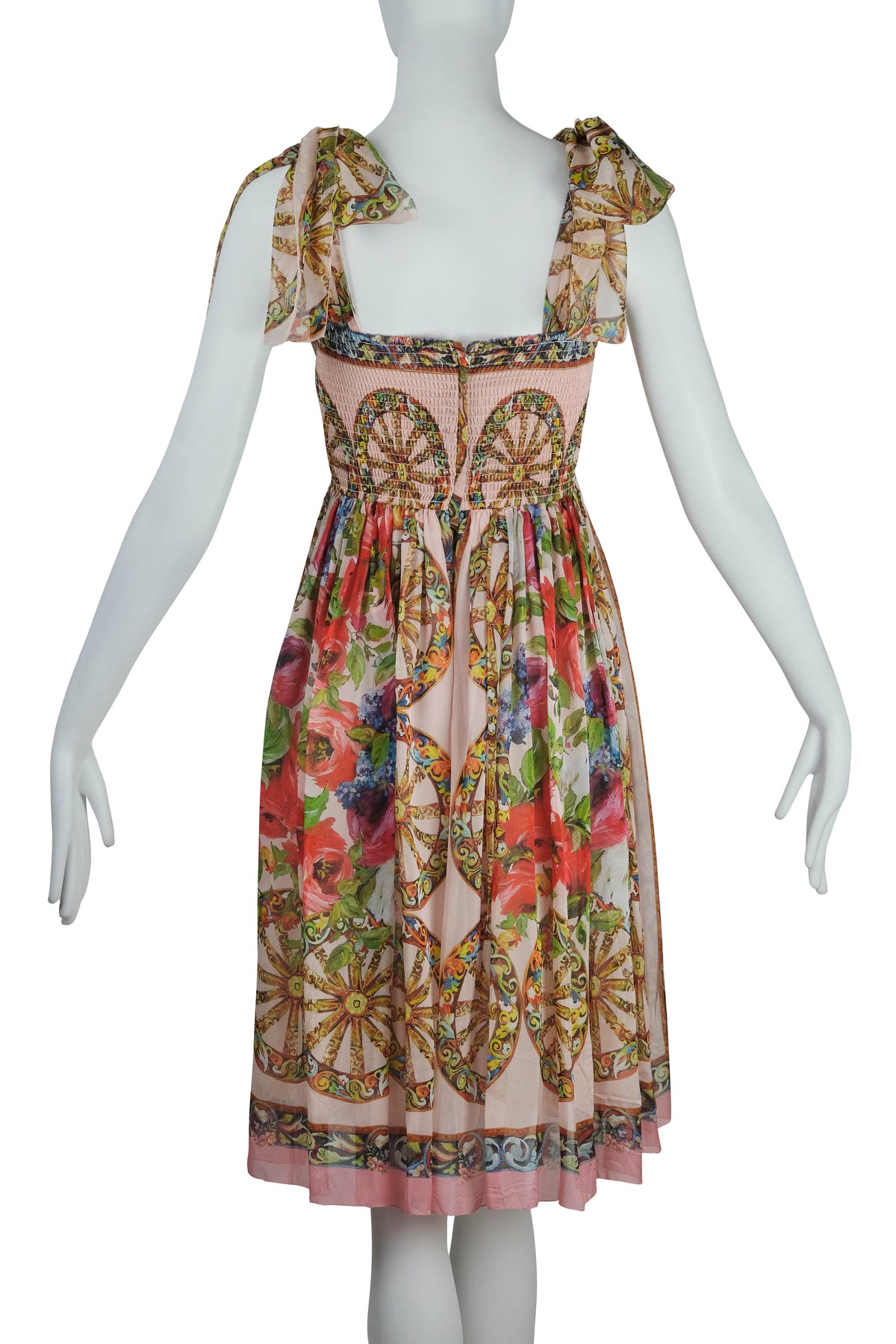 Dolce &amp; Gabbana Multicolor Wagon Wheel Print Chiffon Sun Dress Size 42/6