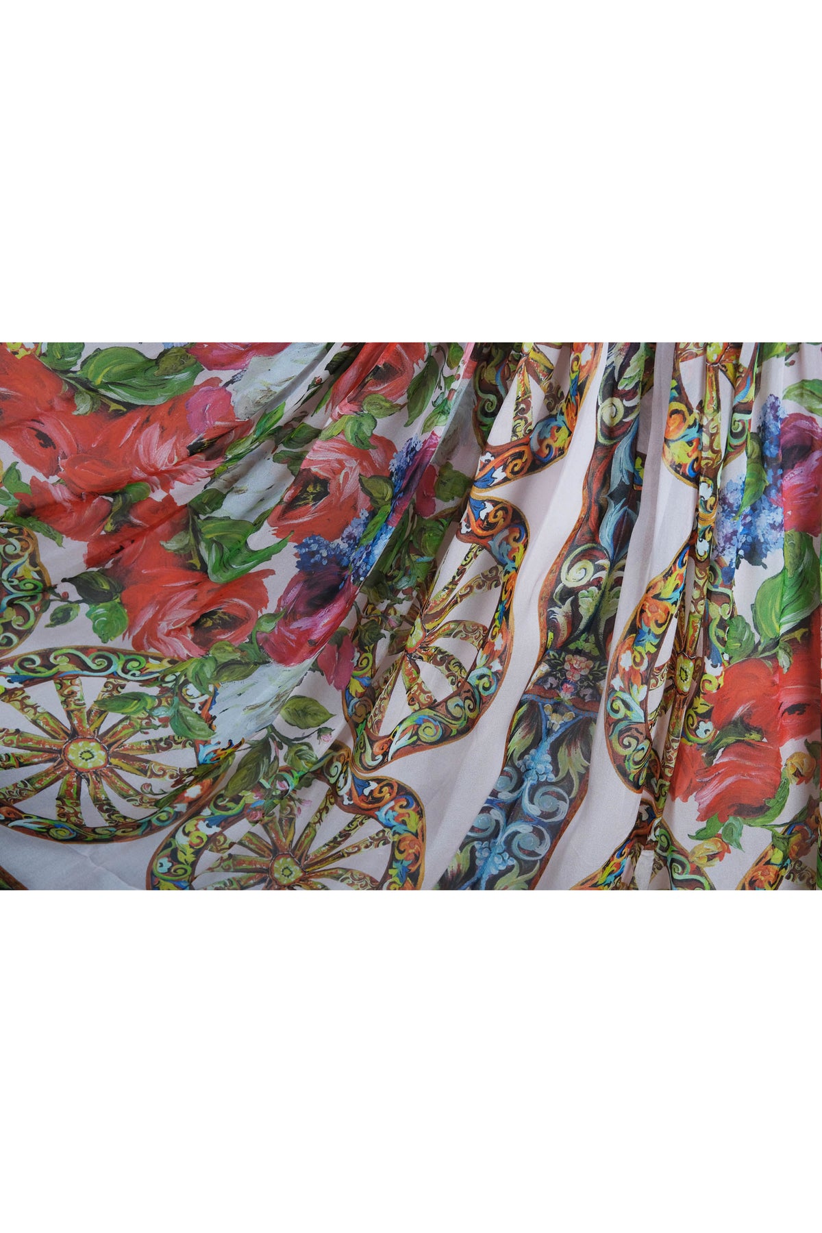 Dolce &amp; Gabbana Multicolor Wagon Wheel Print Chiffon Sun Dress Size 42/6
