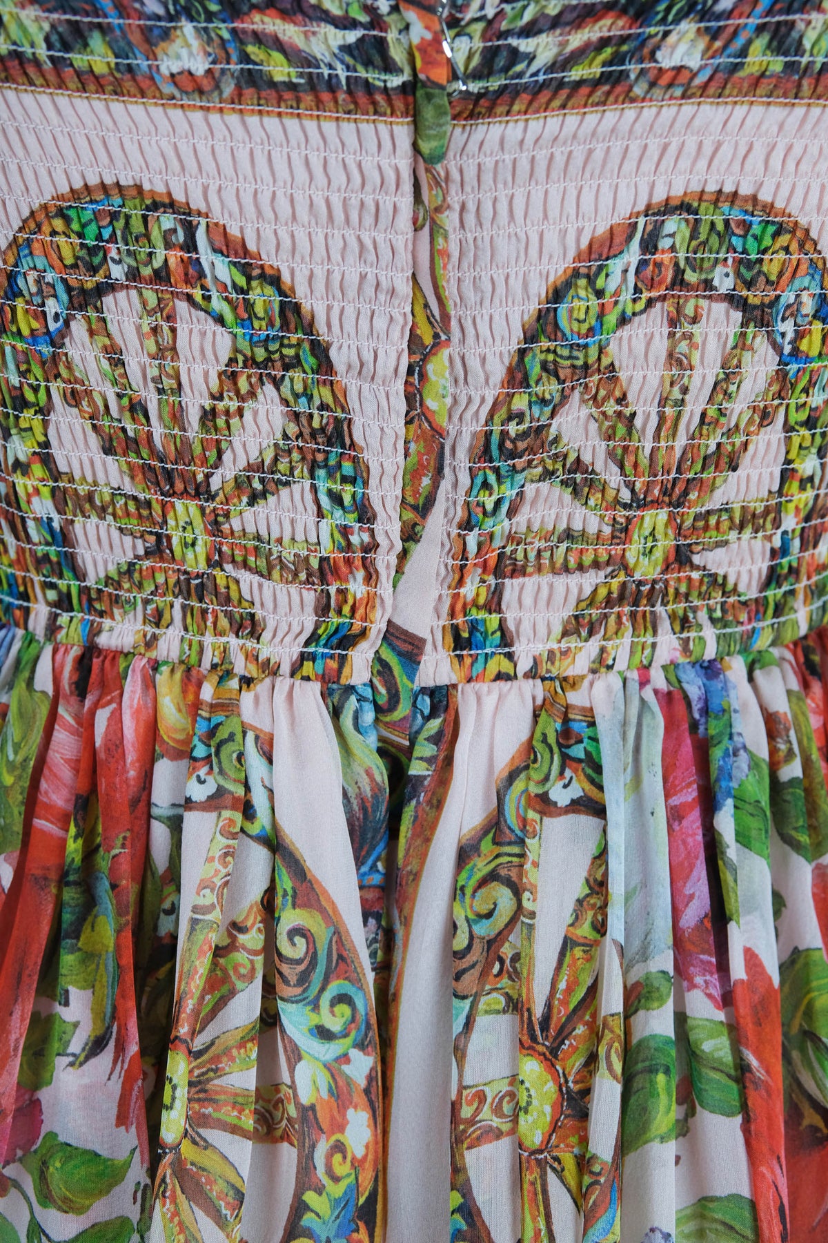 Dolce &amp; Gabbana Multicolor Wagon Wheel Print Chiffon Sun Dress Size 42/6