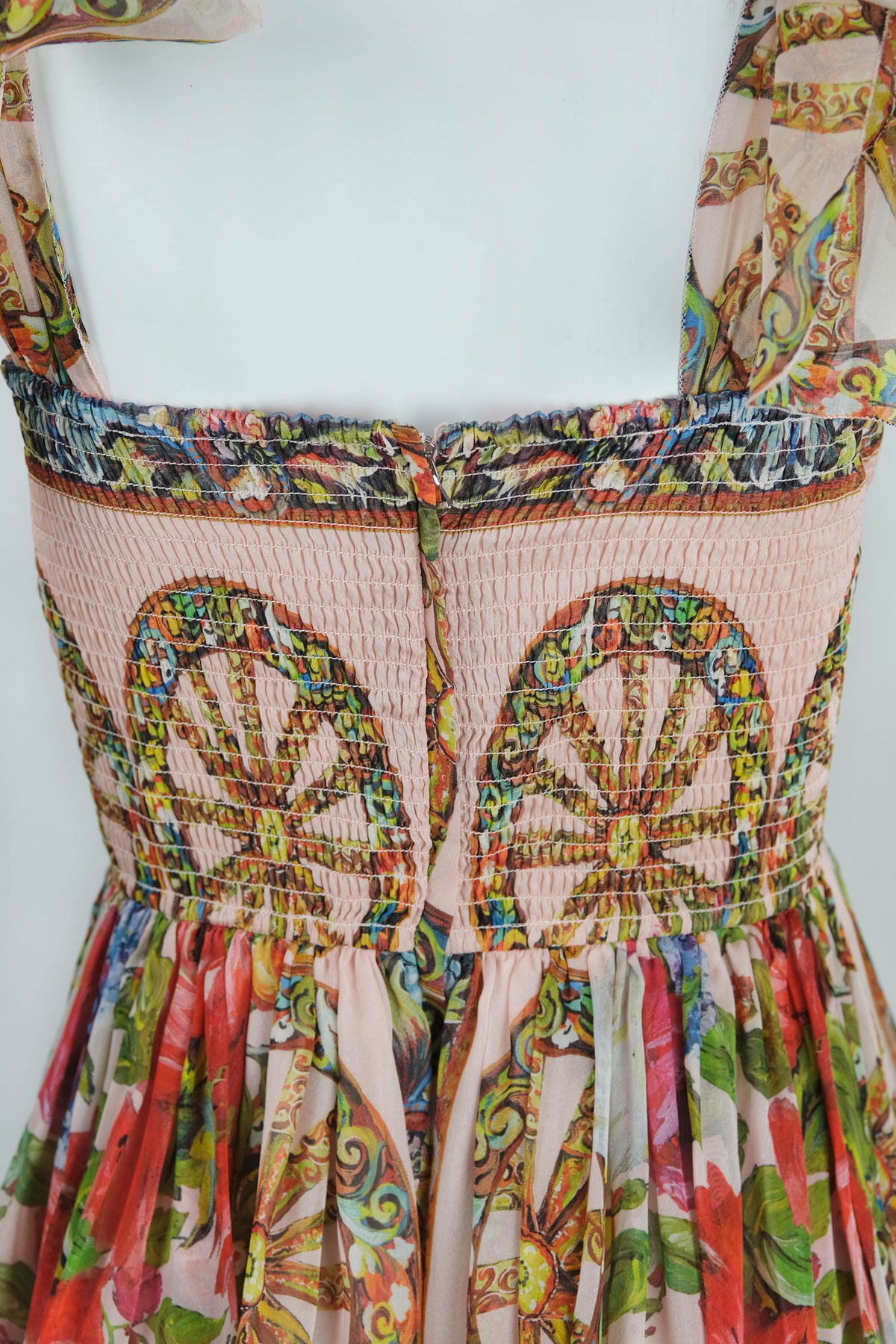 Dolce &amp; Gabbana Multicolor Wagon Wheel Print Chiffon Sun Dress Size 42/6