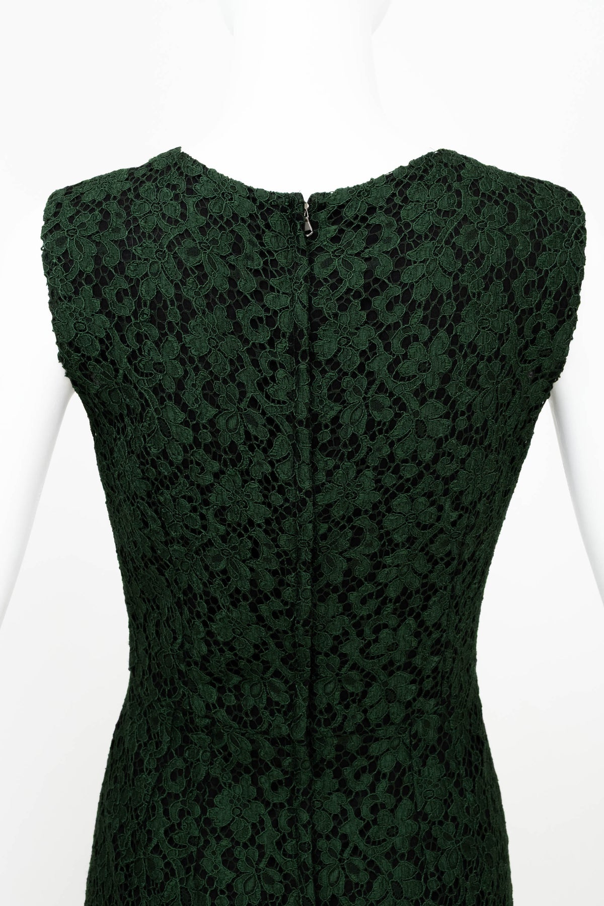 Dolce & Gabbana Green Lace Body Con Sleeveless Dress