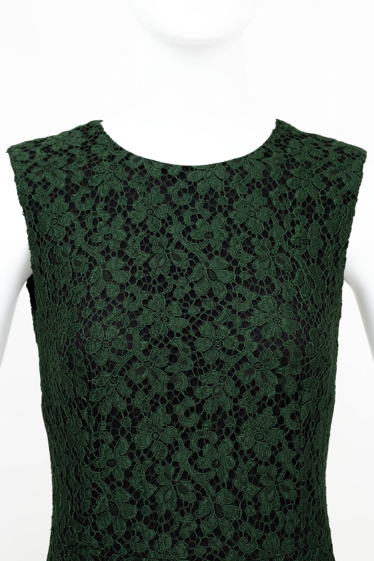 Dolce & Gabbana Green Lace Body Con Sleeveless Dress