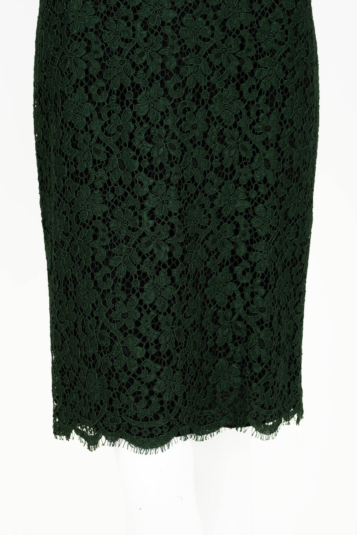 Dolce & Gabbana Green Lace Body Con Sleeveless Dress