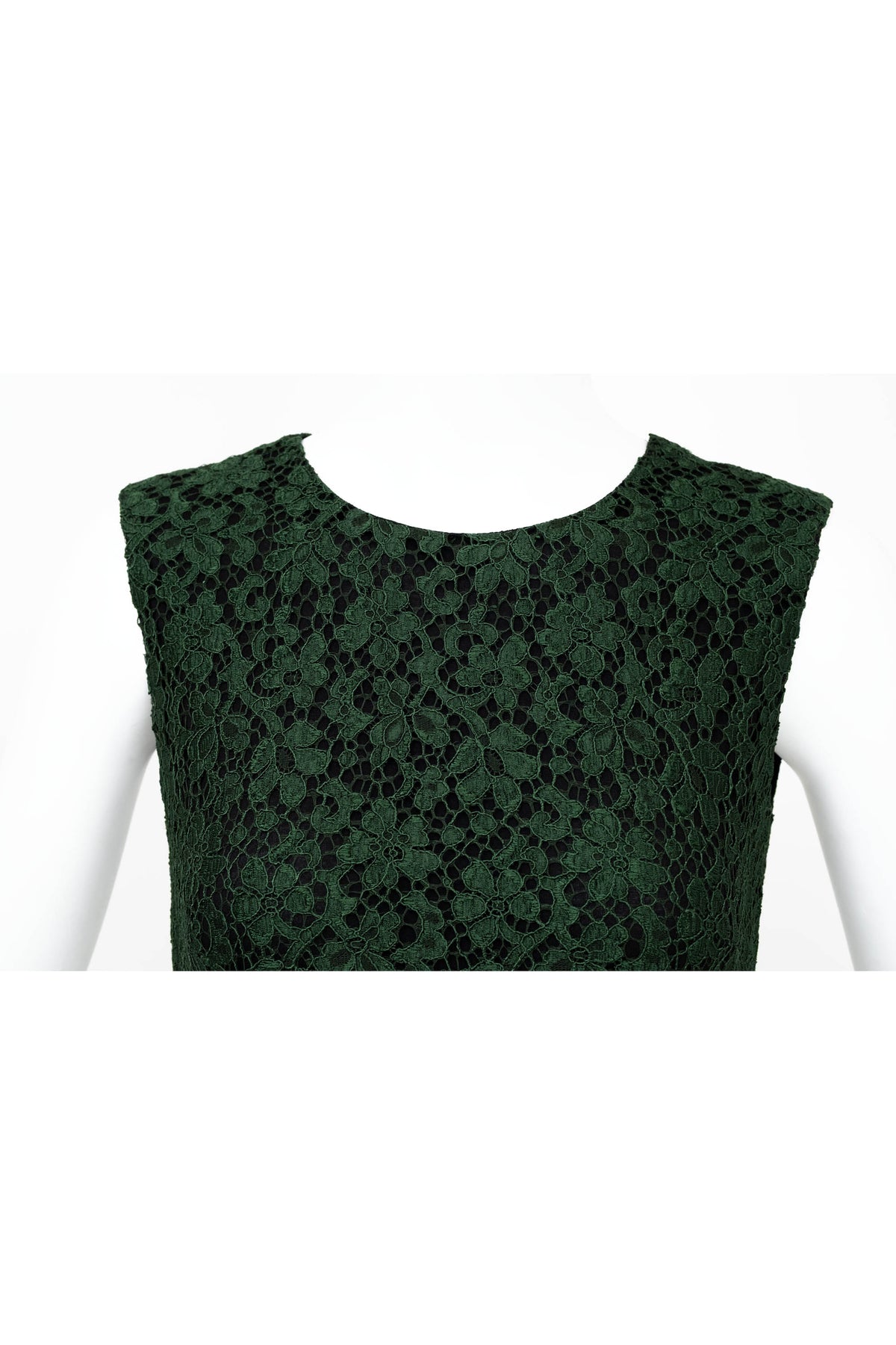 Dolce & Gabbana Green Lace Body Con Sleeveless Dress