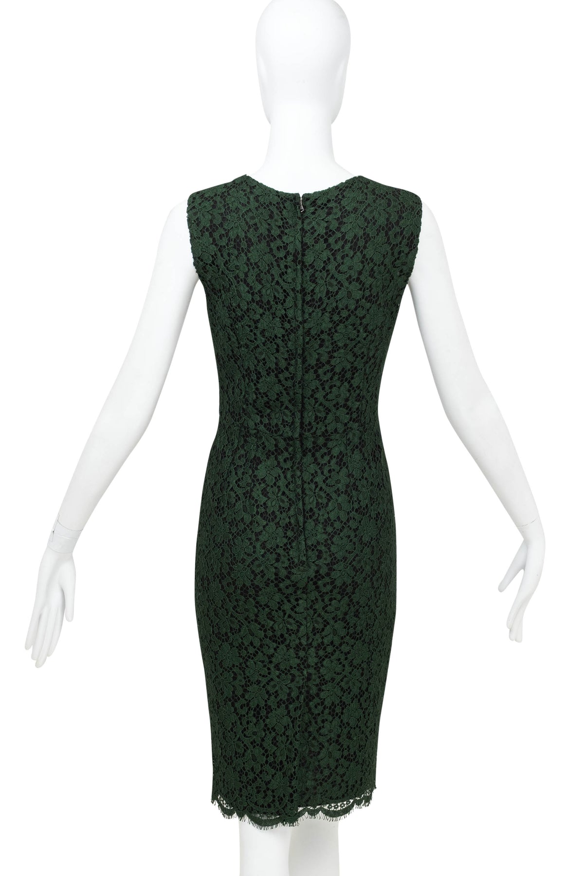 Dolce & Gabbana Green Lace Body Con Sleeveless Dress
