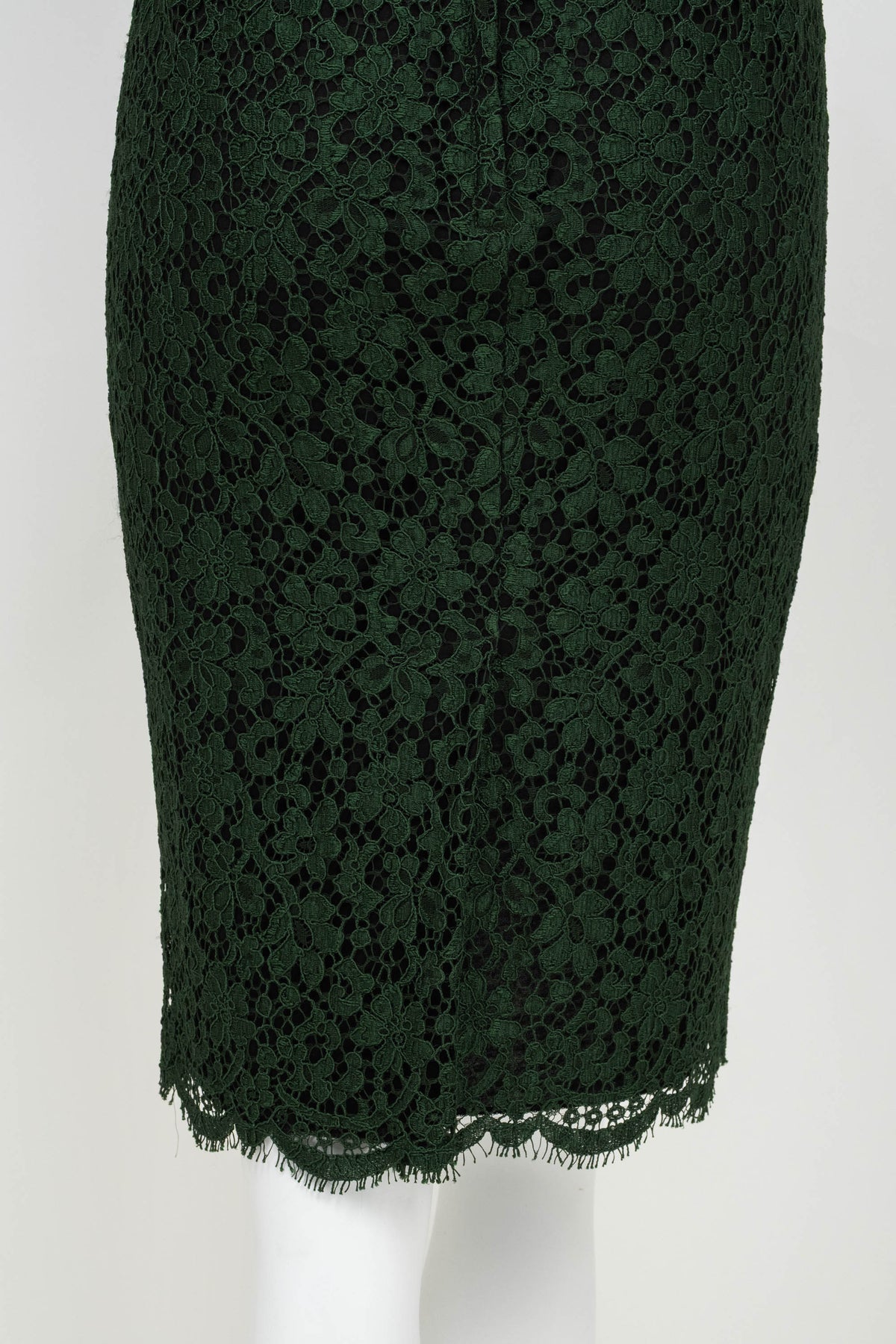 Dolce & Gabbana Green Lace Body Con Sleeveless Dress