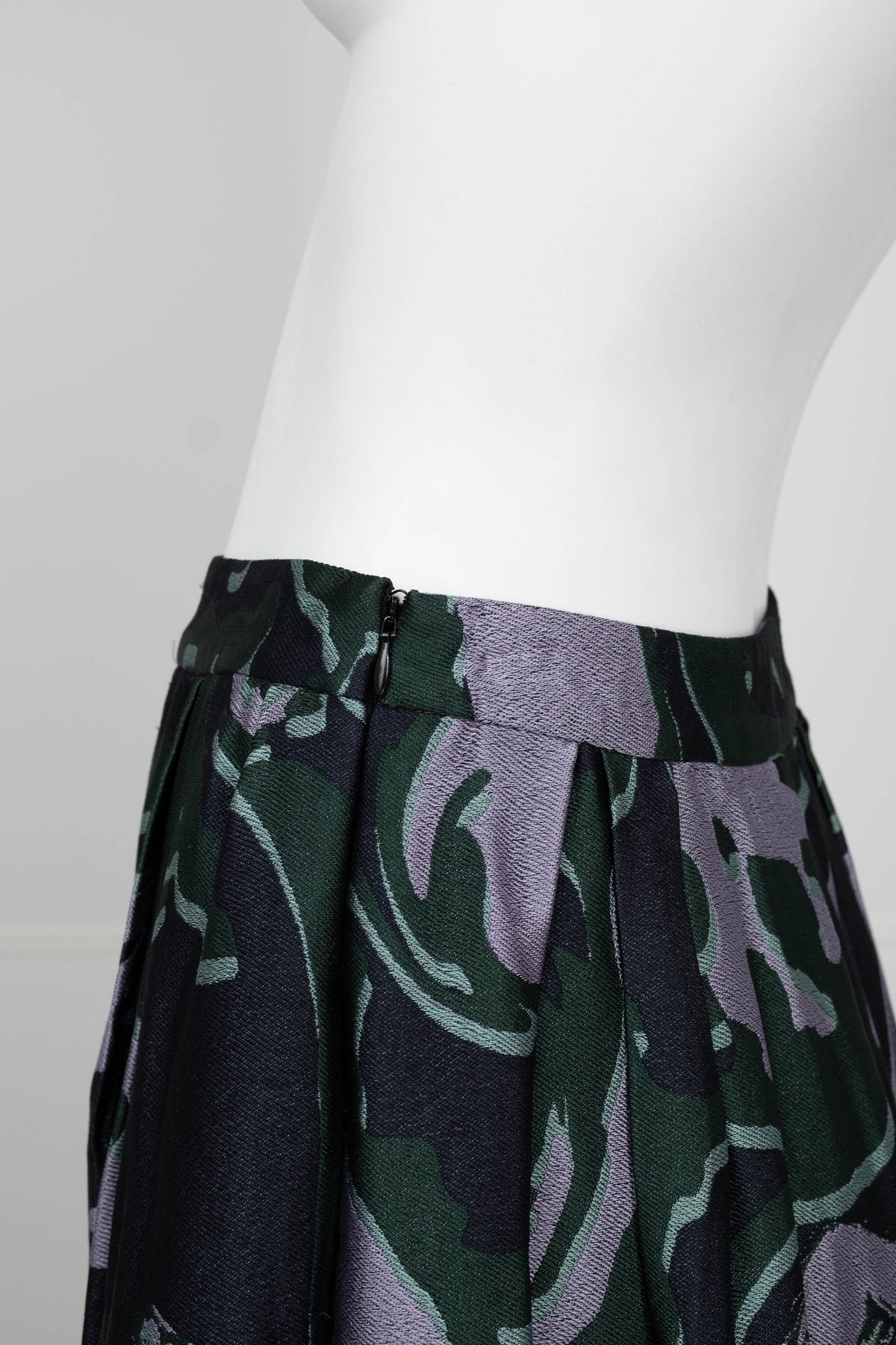Dries Van Noten Green Floral Soni Abstract Jacquard A Line Skirt Size 34