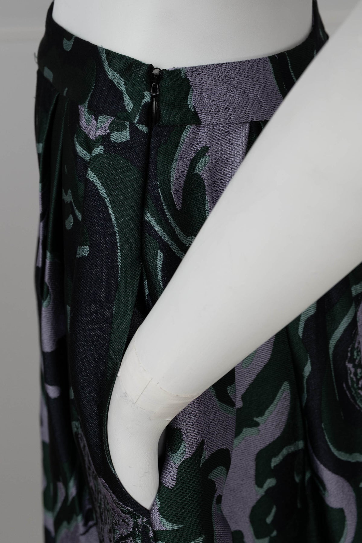 Dries Van Noten Green Floral Soni Abstract Jacquard A Line Skirt Size 34