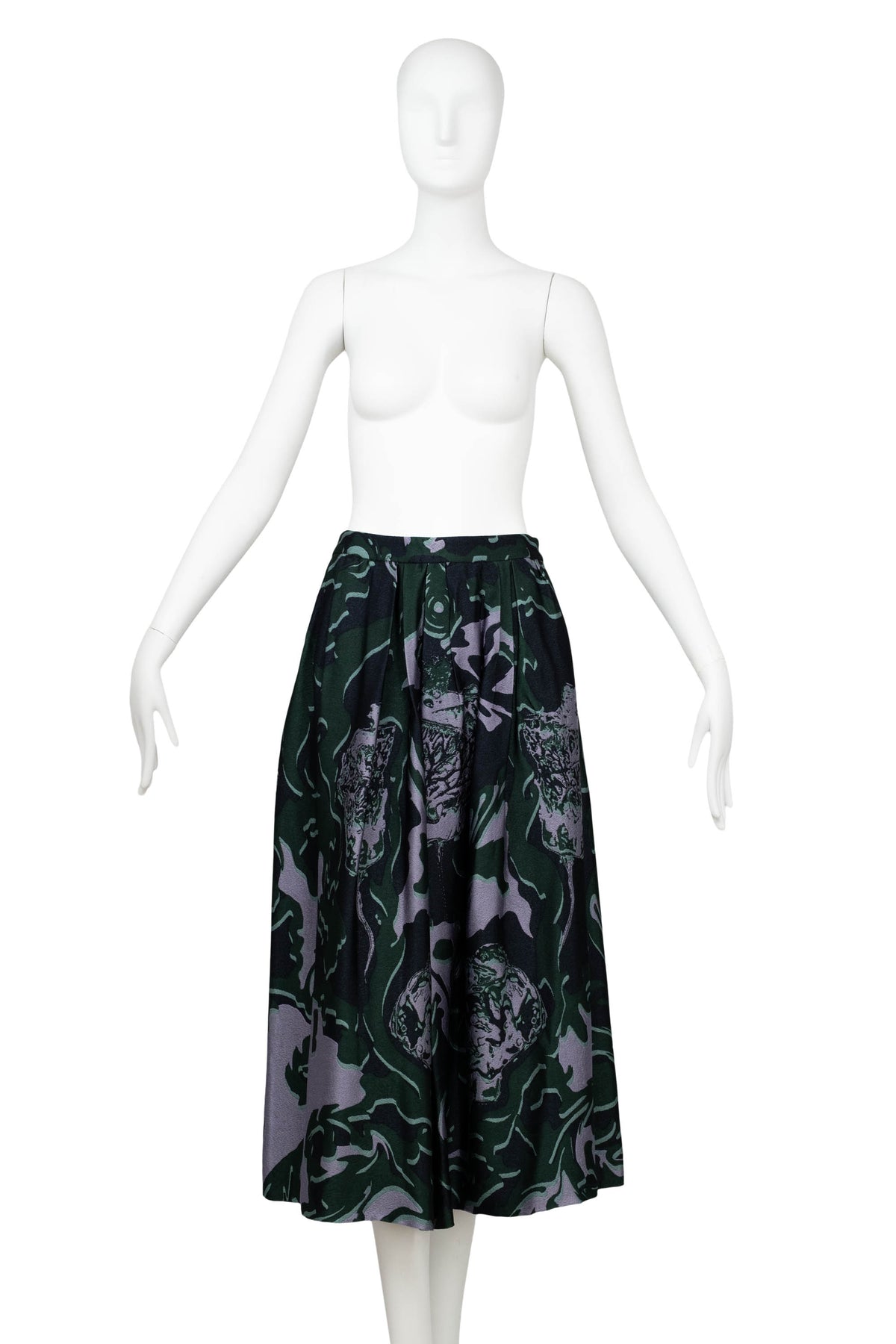 Dries Van Noten Green Floral Soni Abstract Jacquard A Line Skirt Size 34