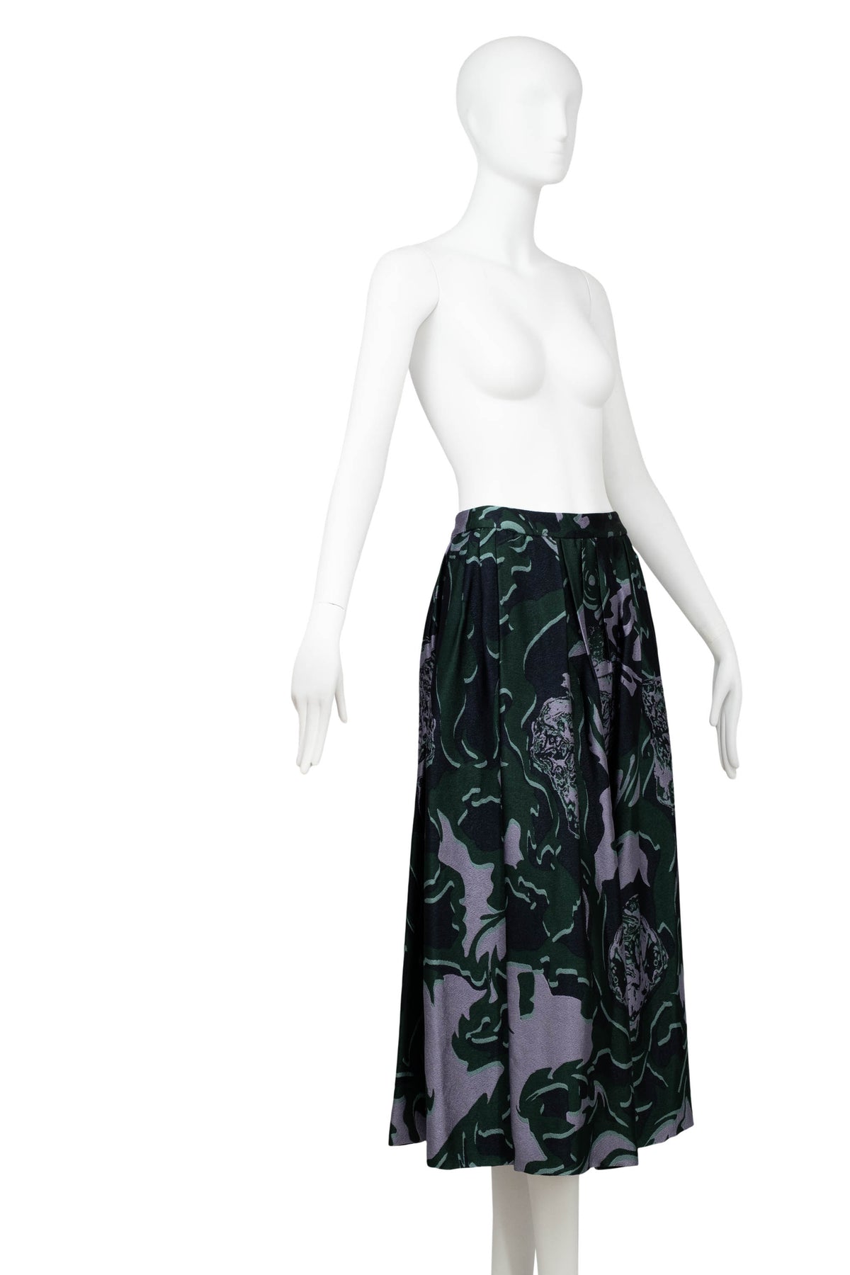 Dries Van Noten Green Floral Soni Abstract Jacquard A Line Skirt Size 34