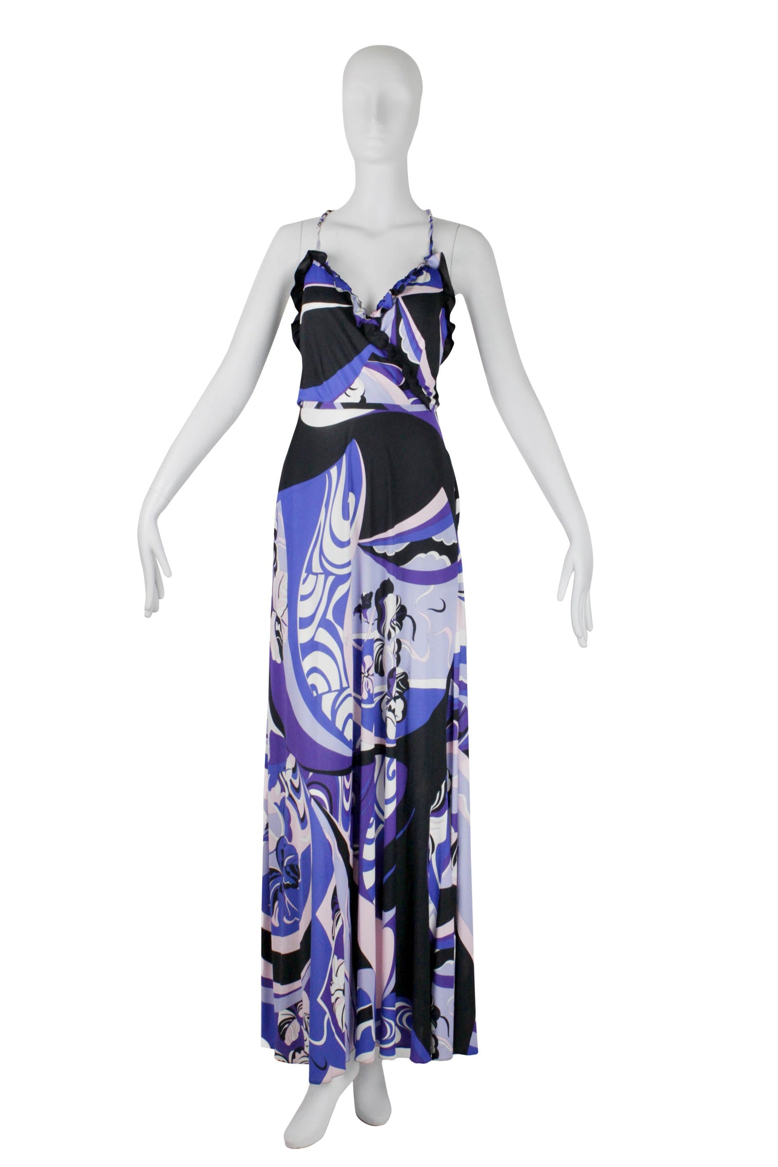 Emilio Pucci Blue and Pink Print Maxi Dress Size 40/6