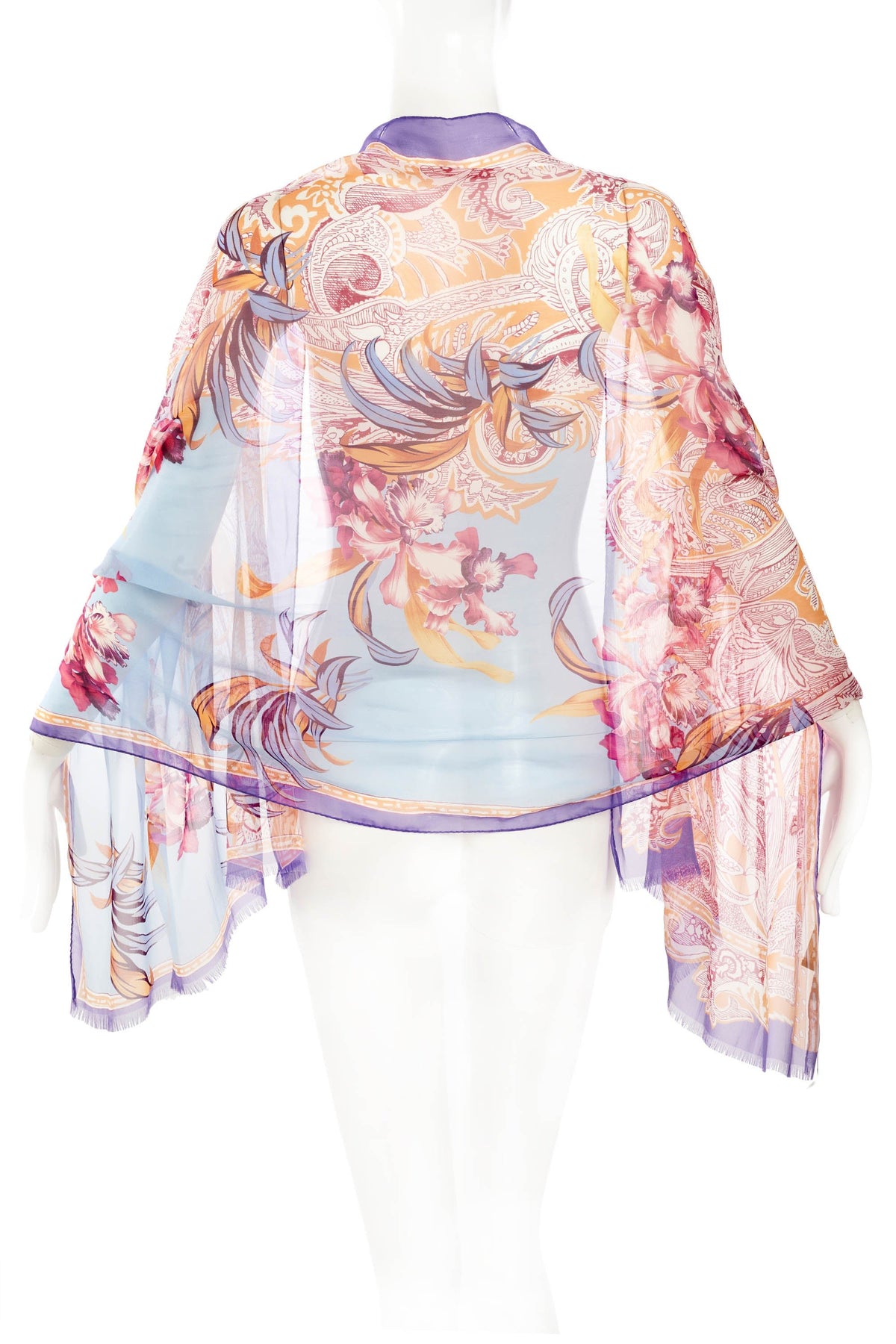 Etro Blue and Orange Floral Scarf