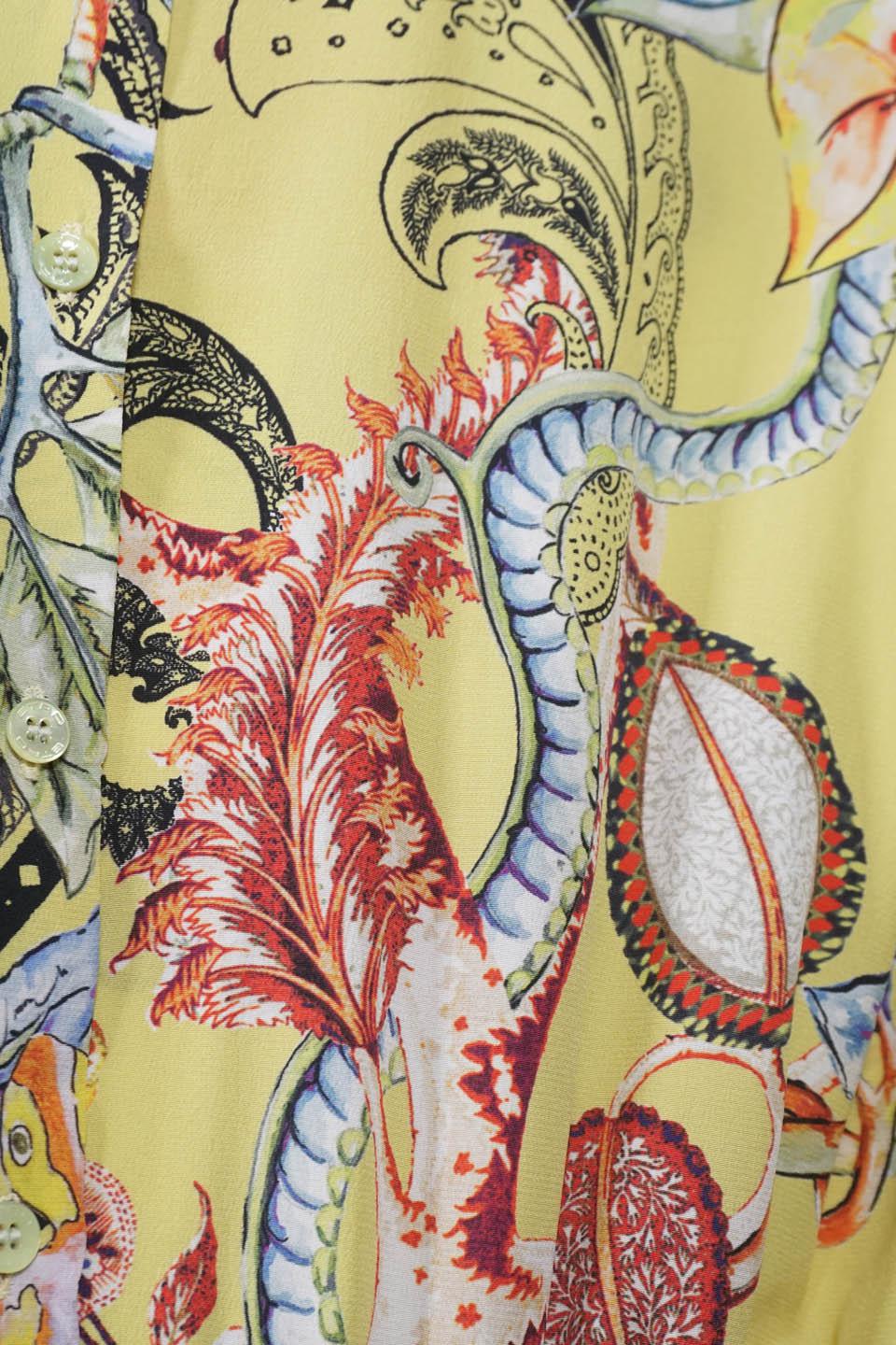 Etro Yellow Silk Print Dress with Australian Wildlife Size 44 / 8