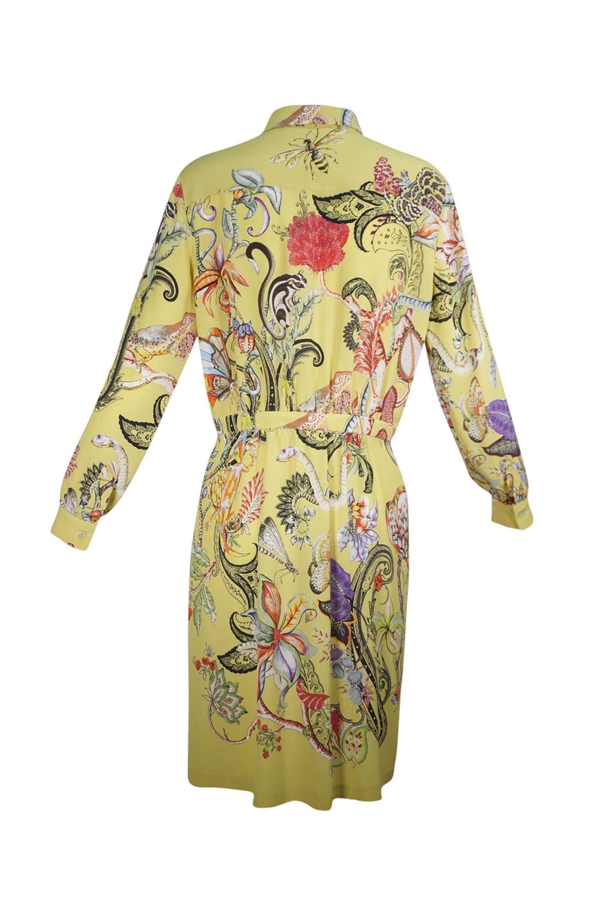 Etro Yellow Silk Print Dress with Australian Wildlife Size 44 / 8