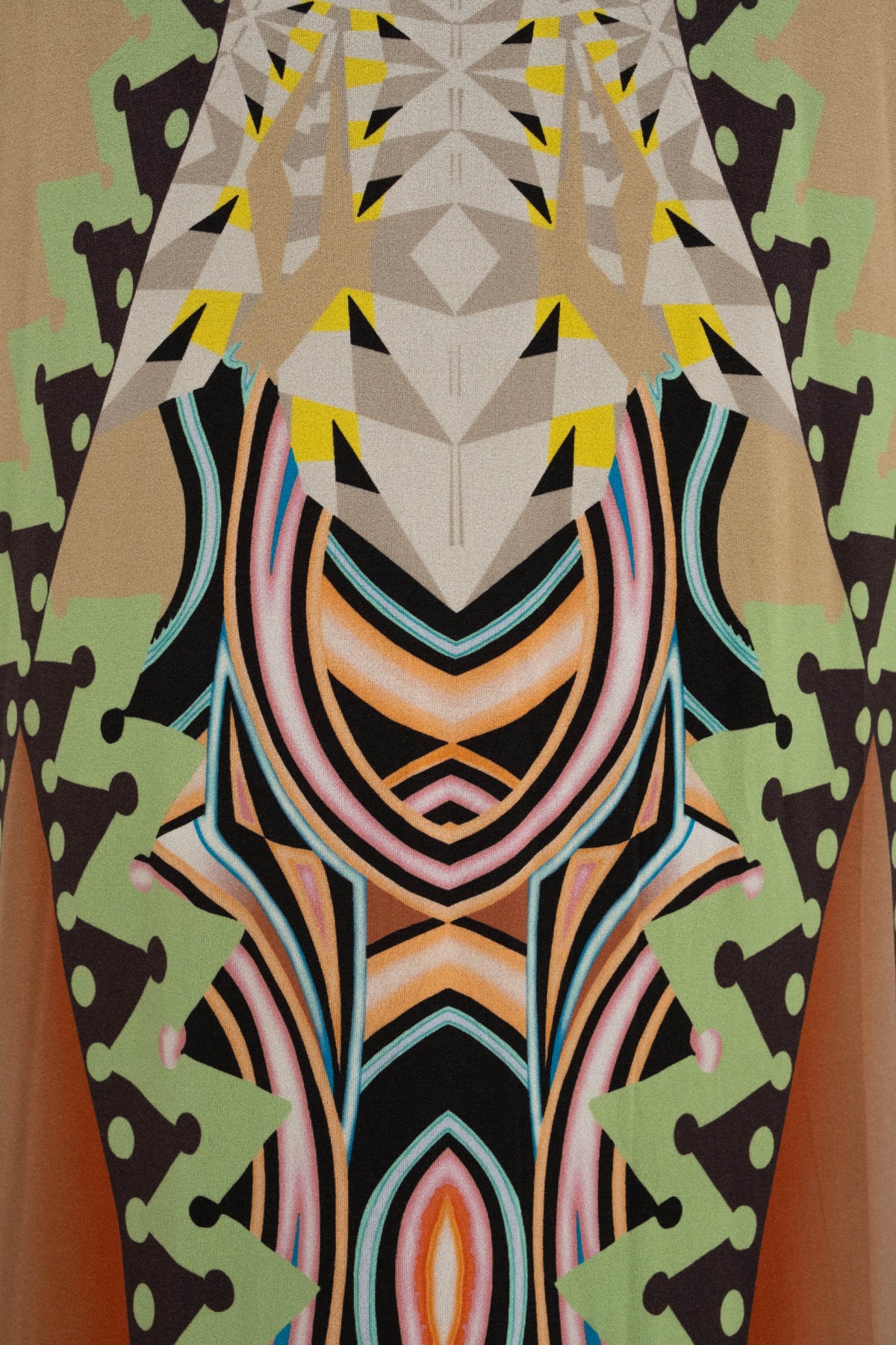 Etro beige and green print silk jersey maxi dress