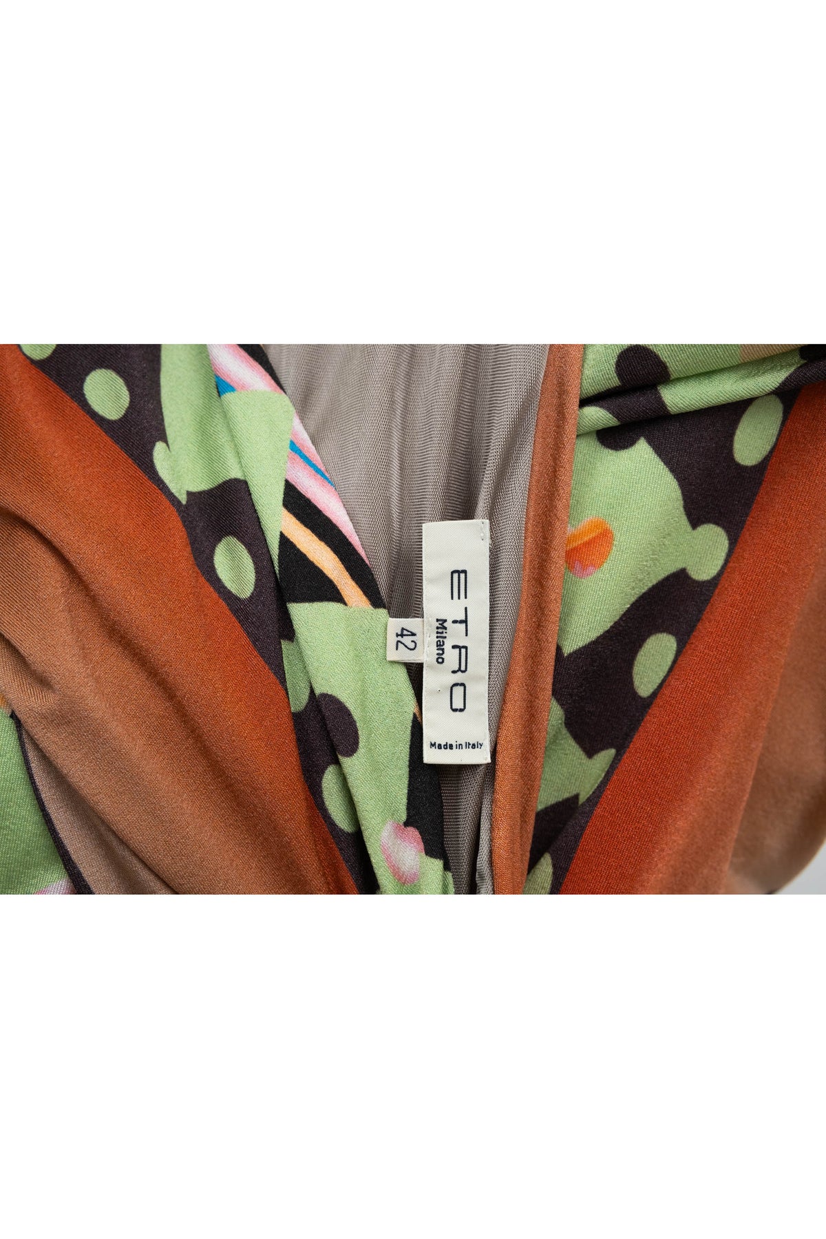 Etro beige and green print silk jersey maxi dress