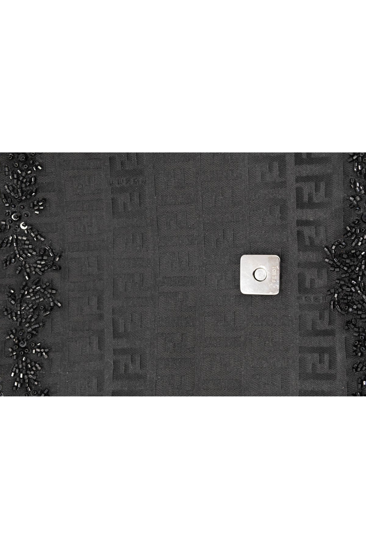 Fendi black zucchino bead abalone clasp baguette purse