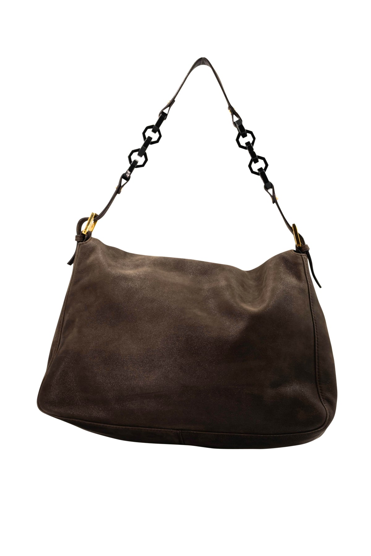 Fendi Mamma Shimmer Brown Leather Baguette With Gold Hardware