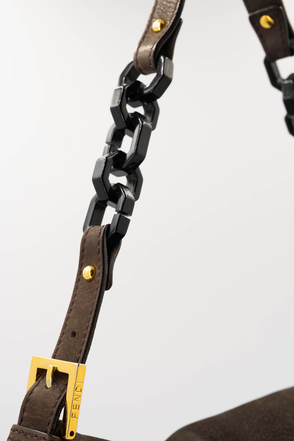 Fendi Mamma Shimmer Brown Leather Baguette With Gold Hardware