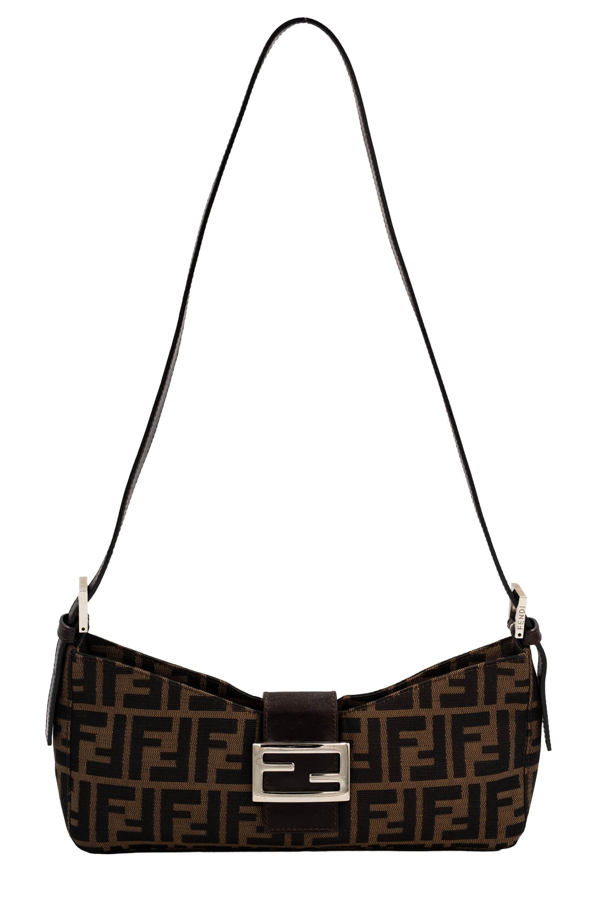 Fendi Baguette Shoulder Bag Long Strap Zucca Pattern Y2K