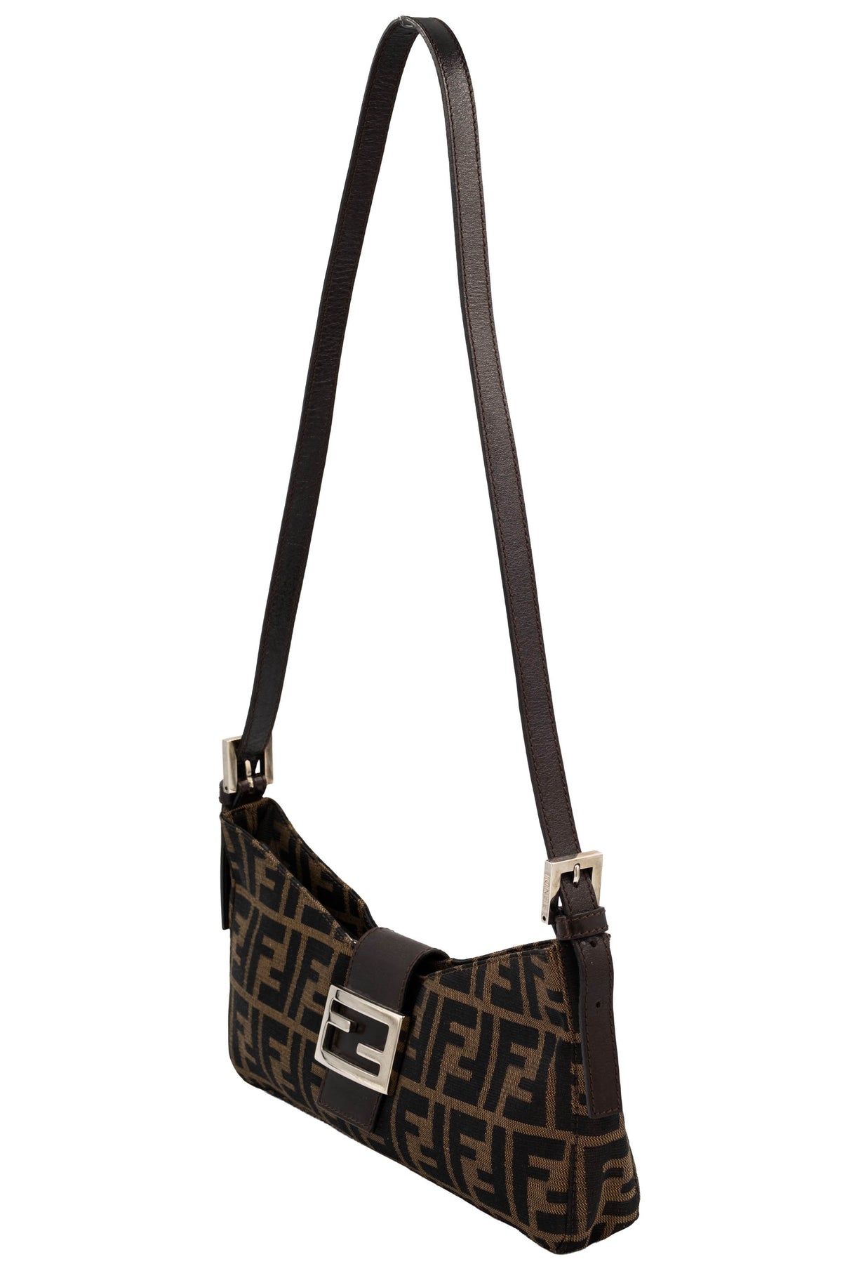 Fendi Baguette Shoulder Bag Long Strap Zucca Pattern Y2K