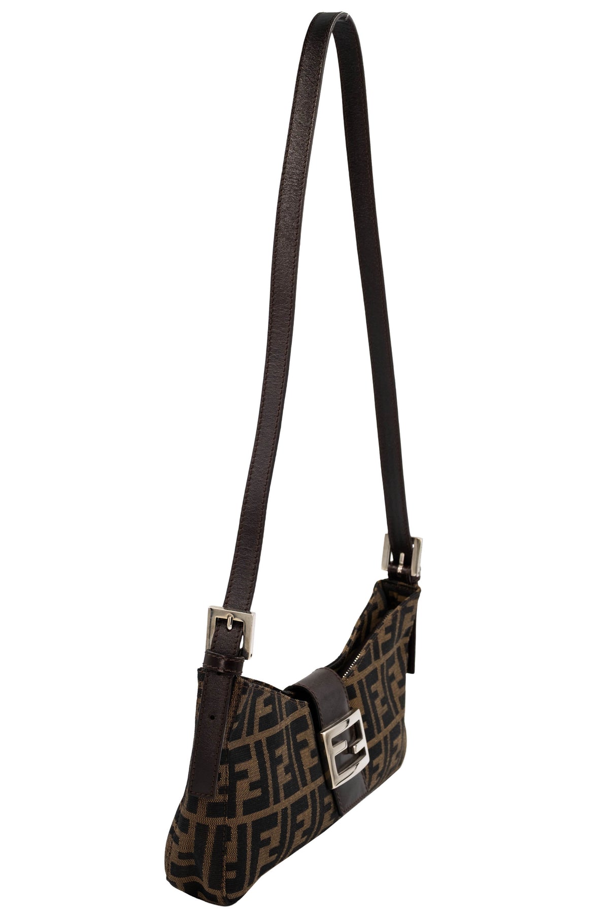 Fendi Baguette Shoulder Bag Long Strap Zucca Pattern Y2K