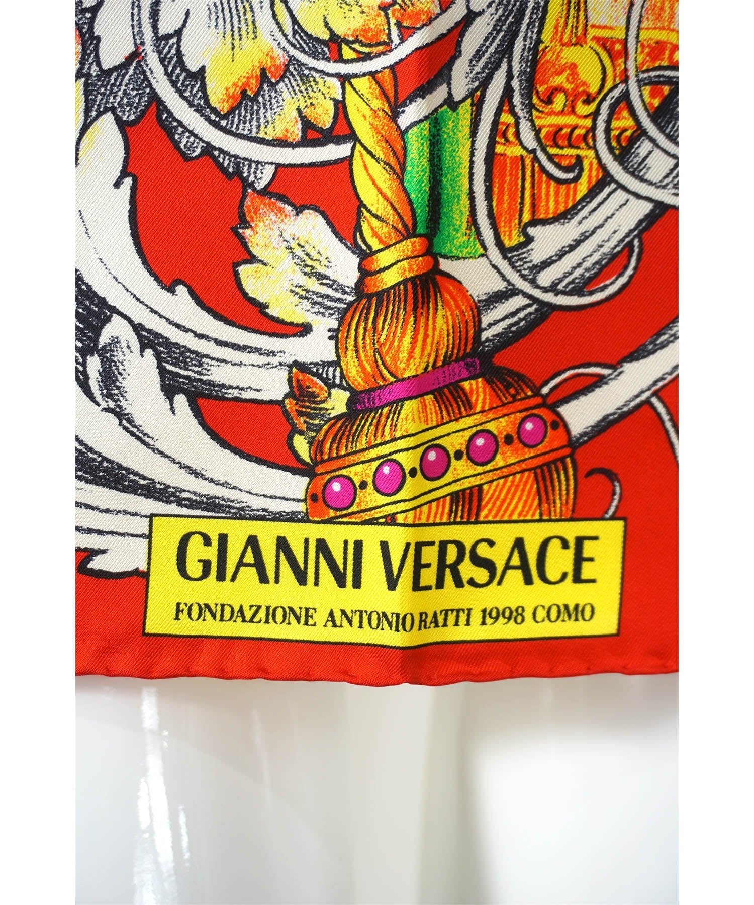 Gianni Versace Rare Vintage 1998 Fondazione Antonio Ratti Silk Scarf - Foxy Couture Carmel